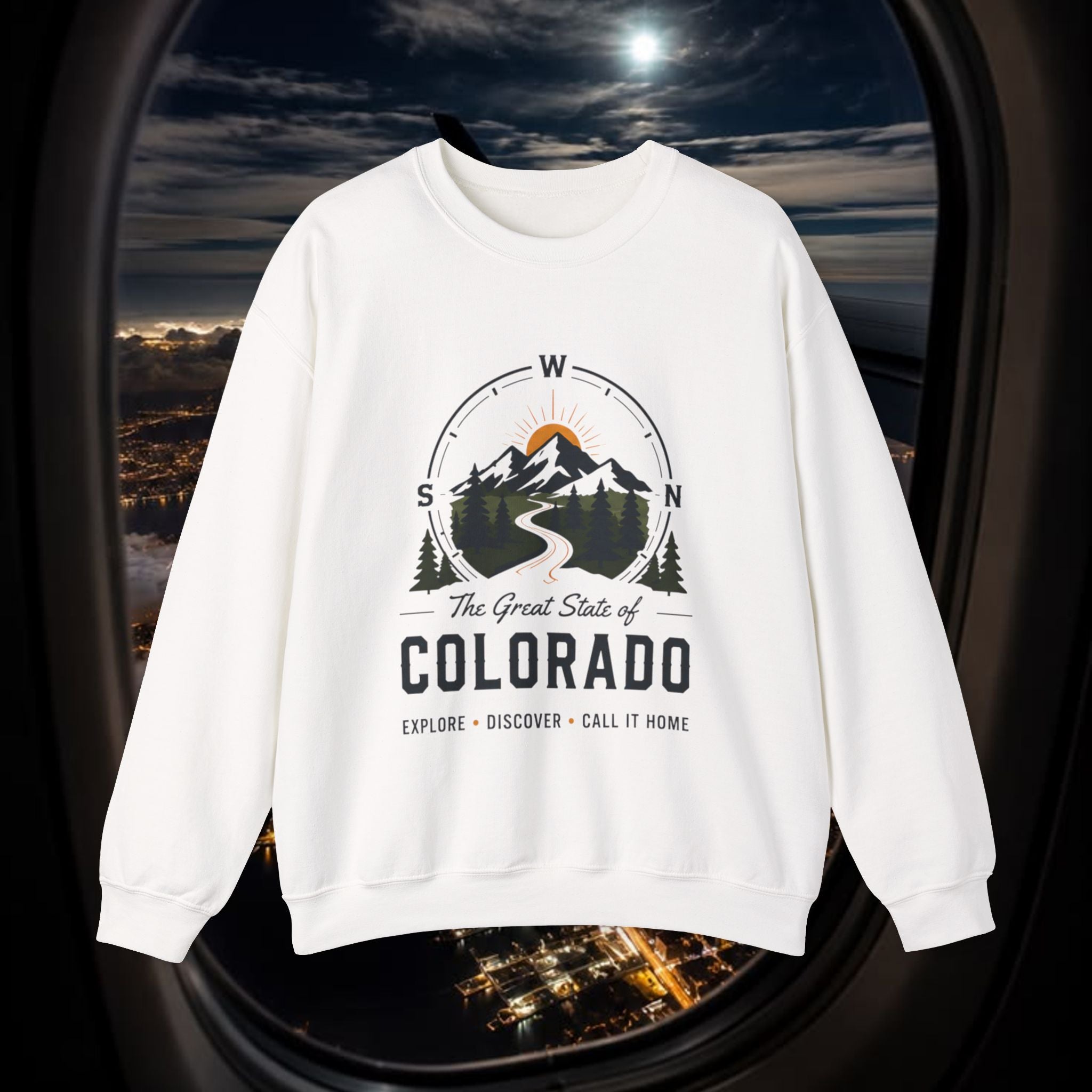 Compass Colorado Mountain  Sweatshirt — "The Great State of Colorado" Crewneck