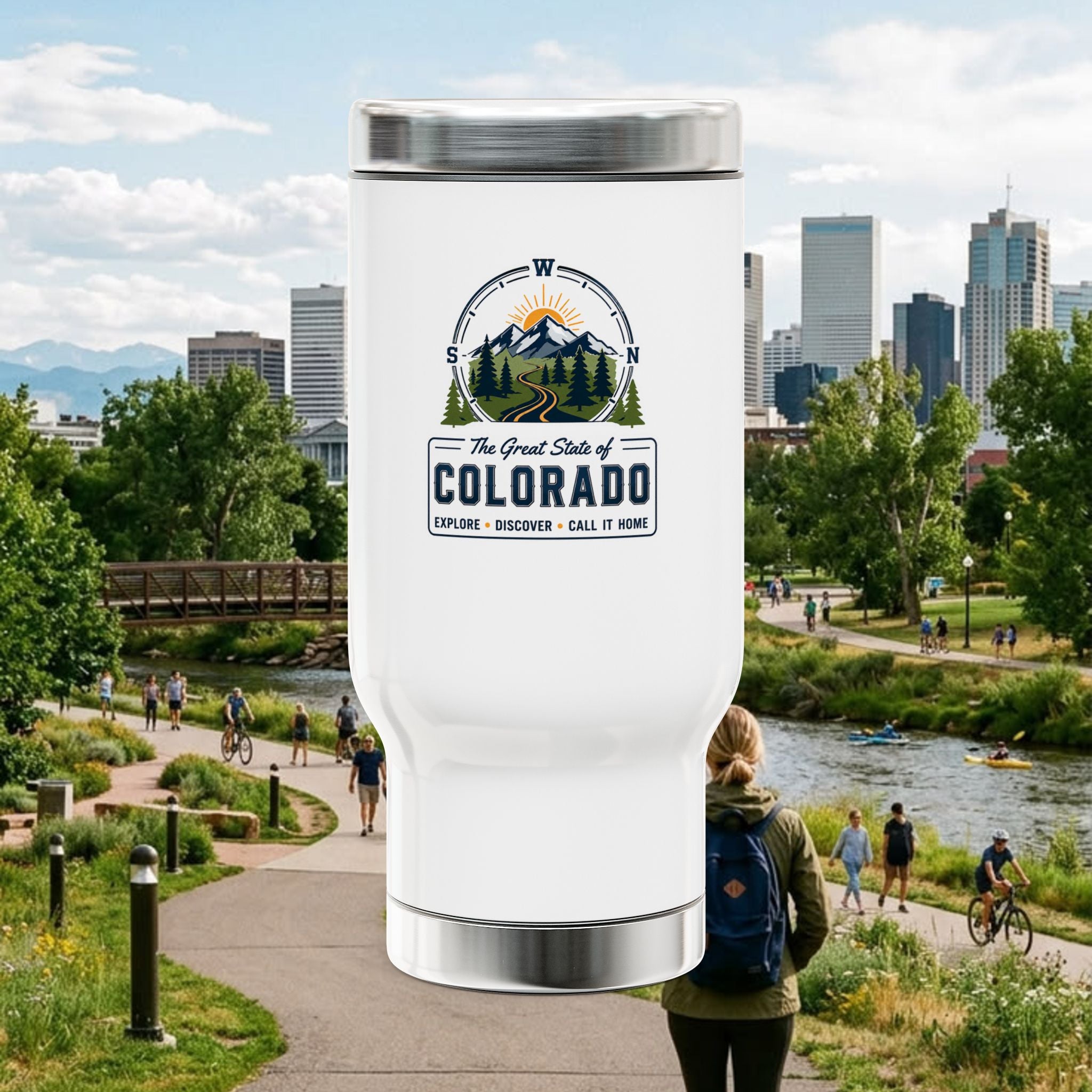Compass Colorado Mountain Travel Mug — The Great State of Colorado 14oz Stainless Steel Tumbler