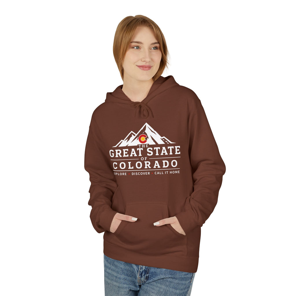 Classic Colorado Mountain Hoodie — "Great State  Of Colorado" Outdoor Adventure Pullover