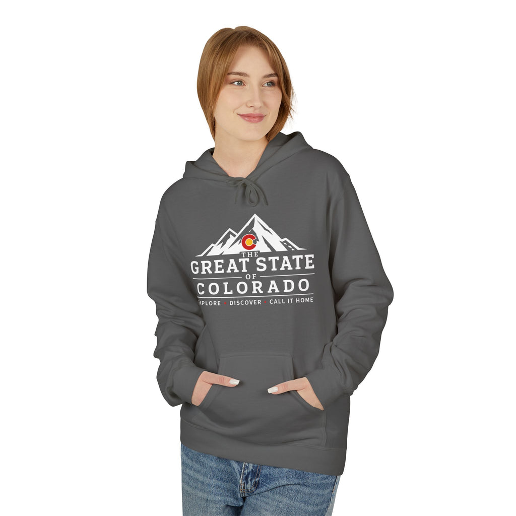 Classic Colorado Mountain Hoodie — "Great State  Of Colorado" Outdoor Adventure Pullover