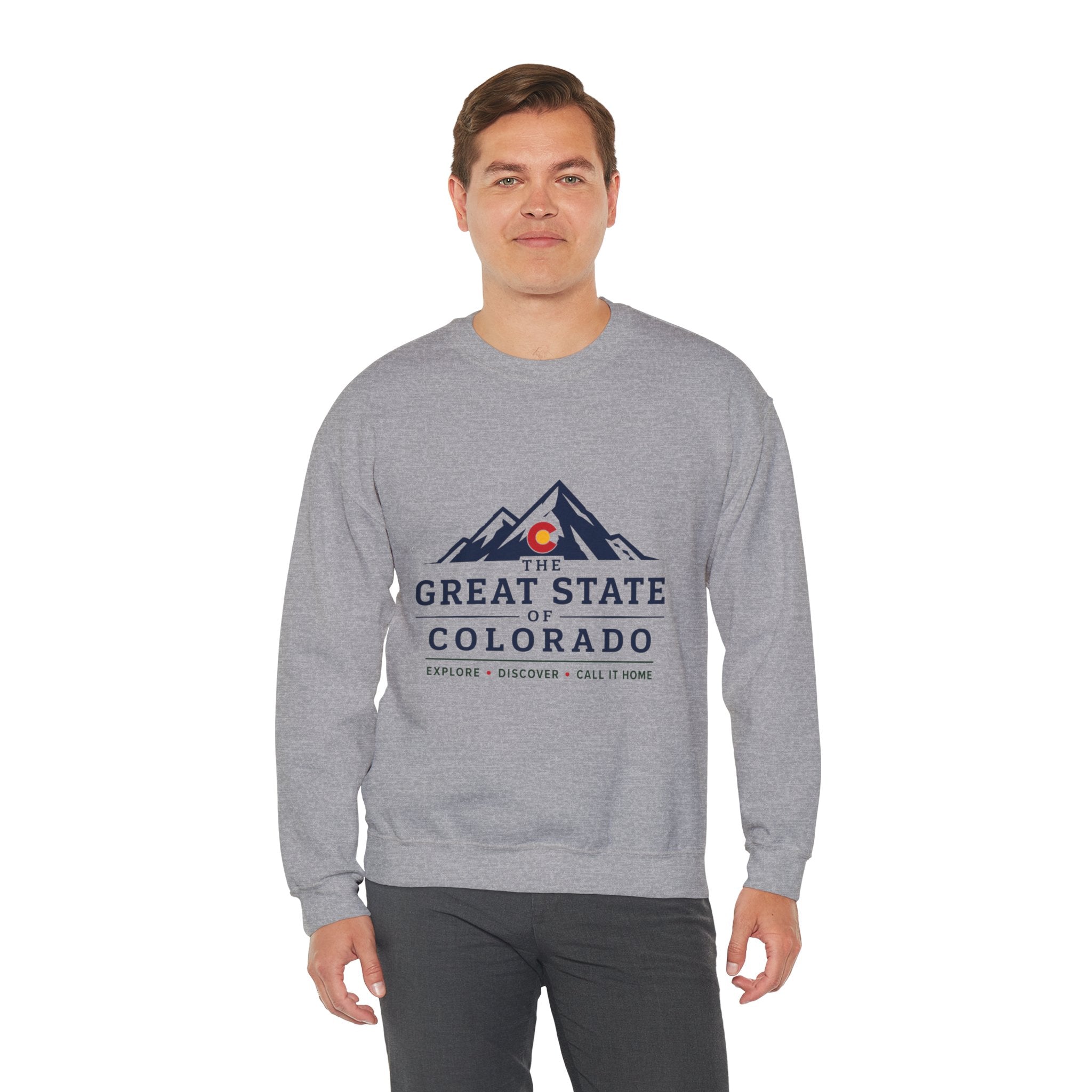 Colorado Mountains Crewneck Sweatshirt — "The Great State of Colorado" Graphic