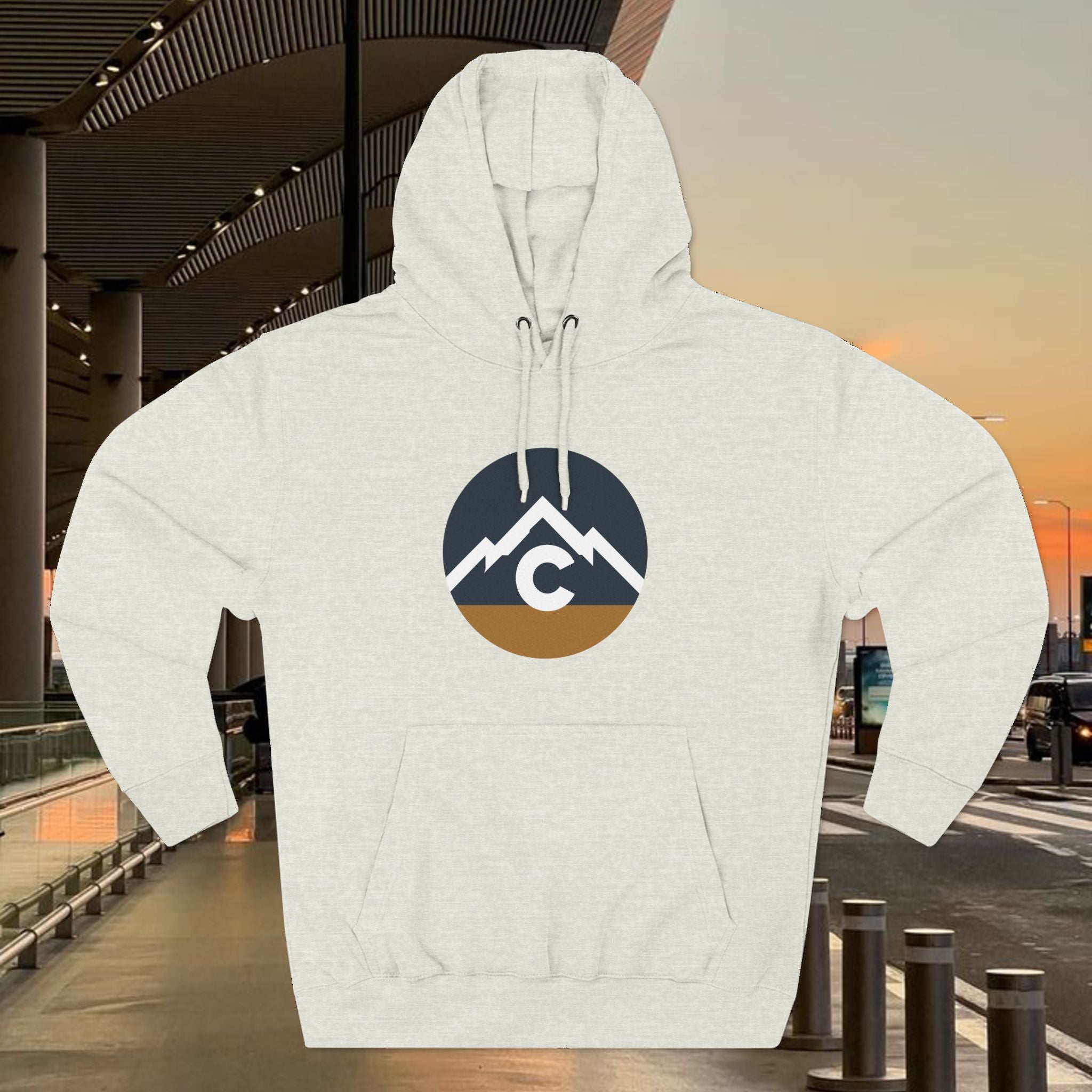 Modern Mountain Crest Hoodie — Vintage Colorado Circle Logo Fleece