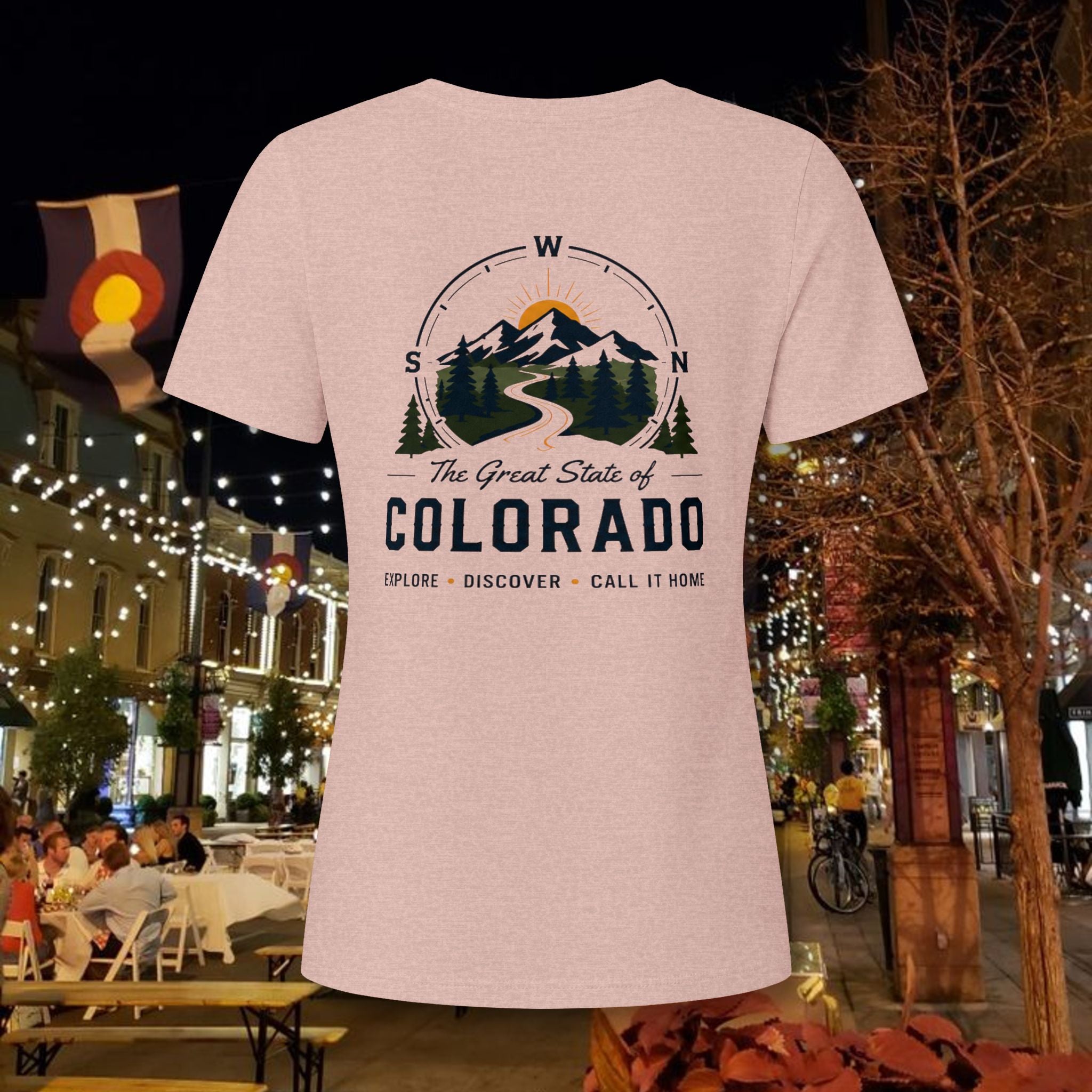 Compass Back  can personalize Women's Relaxed V-Neck Tee — Lightweight Heather CVC Casual Shirt