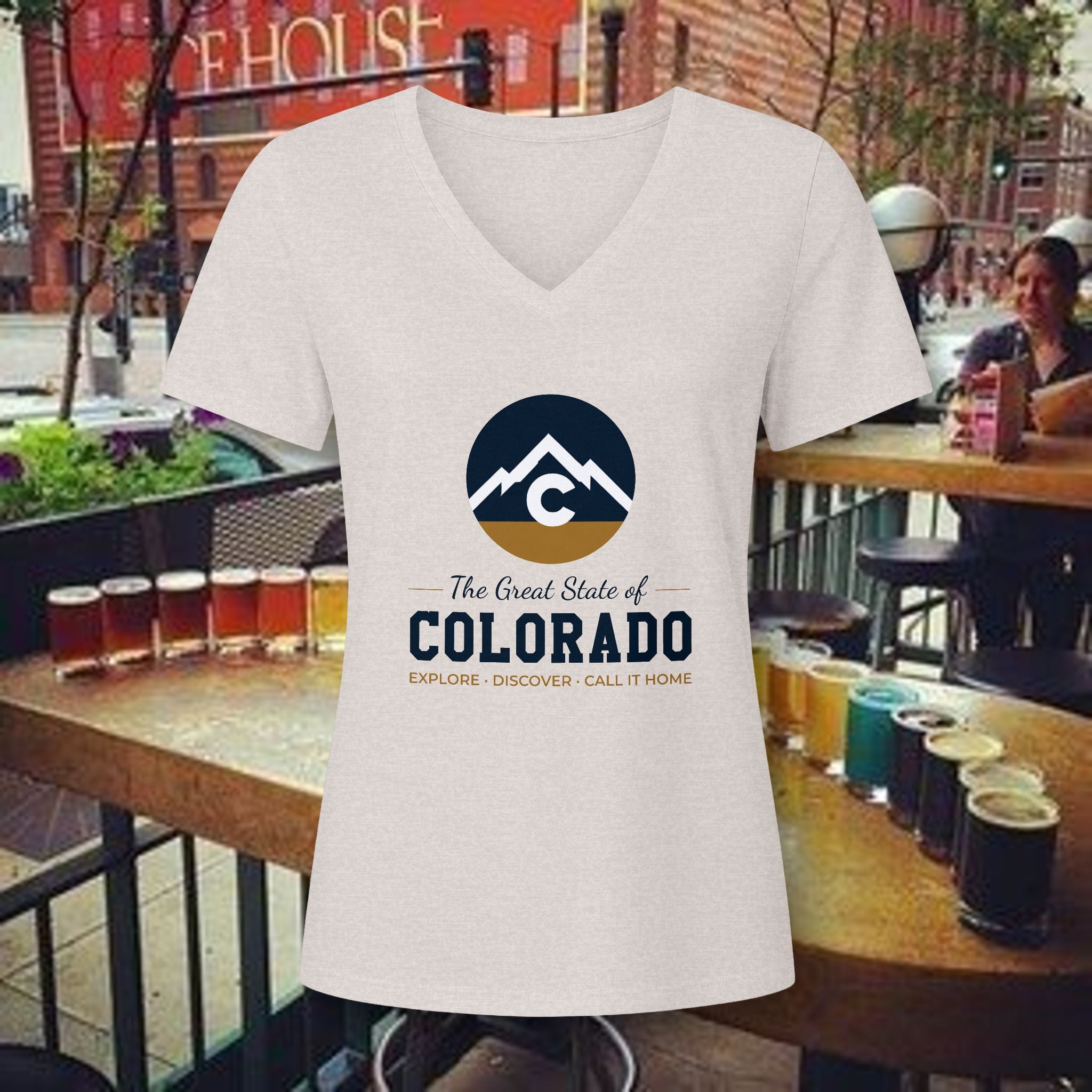 Colorado Mountain V-Neck Tee — The Great State of Colorado