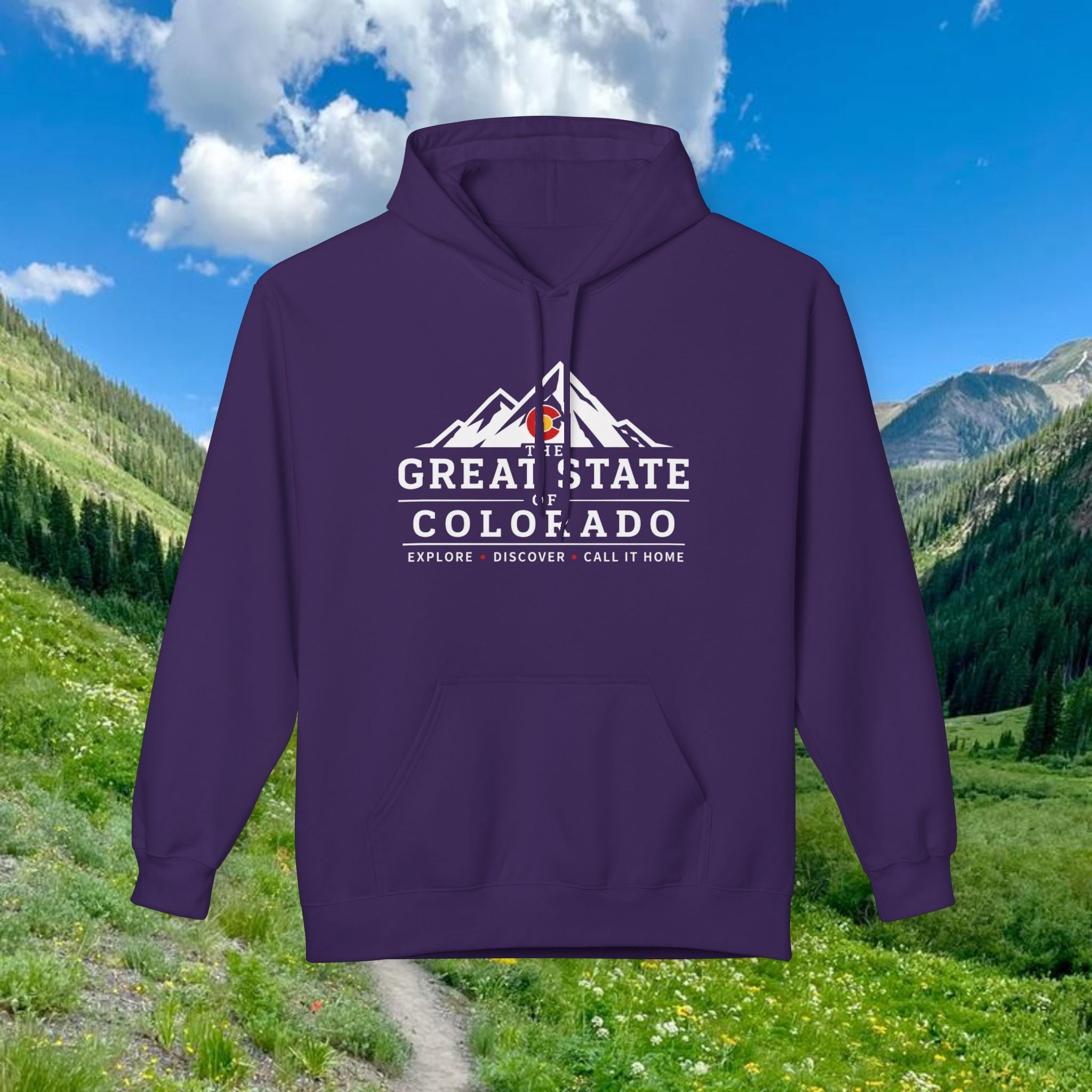 Classic Colorado Mountain Hoodie — "Great State  Of Colorado" Outdoor Adventure Pullover