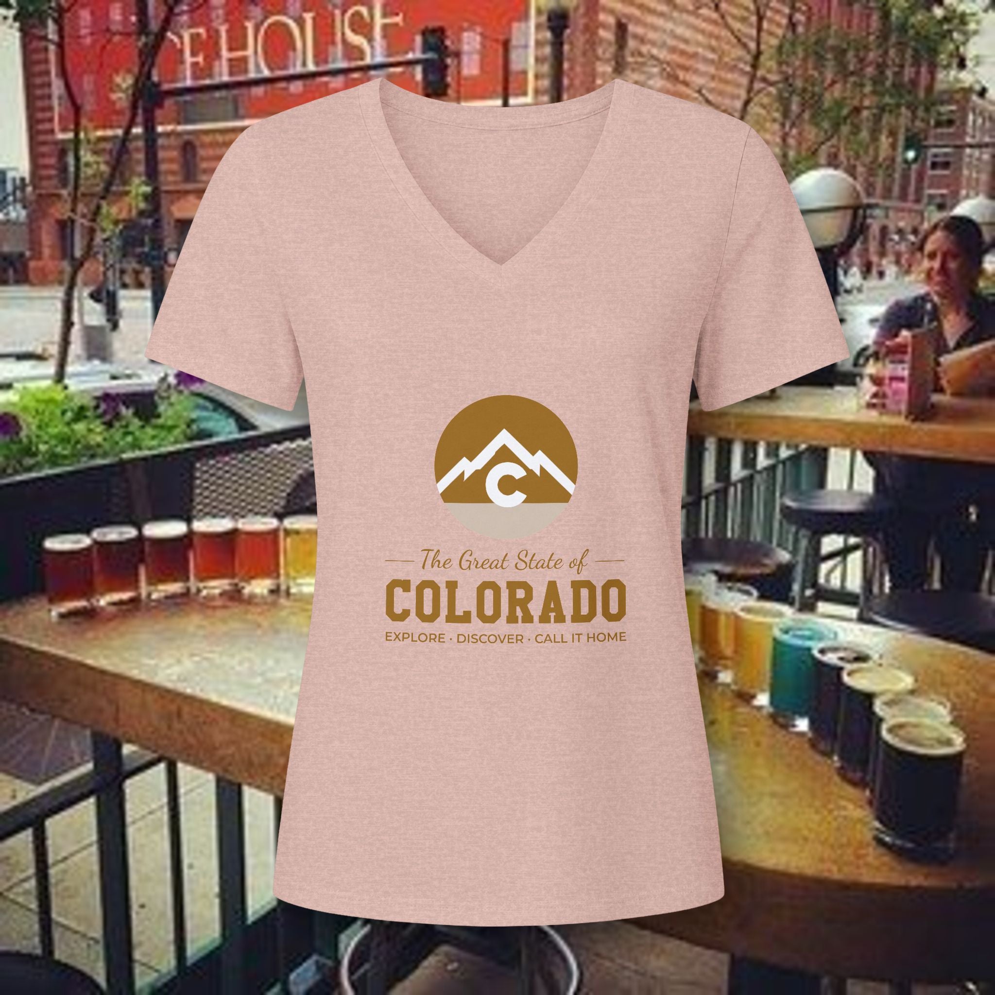 Modern Colorado Mountains V-Neck Tee — The Rocky State Graphic