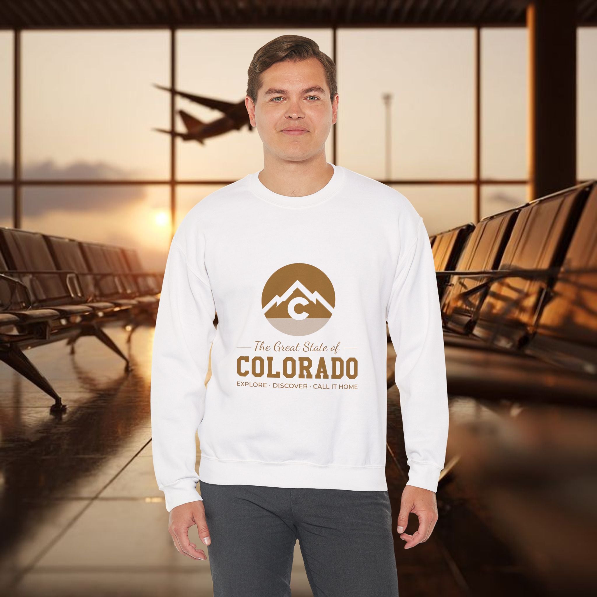 Modern Colorado Mountain Crewneck Sweatshirt — The Great State of Colorado Graphic