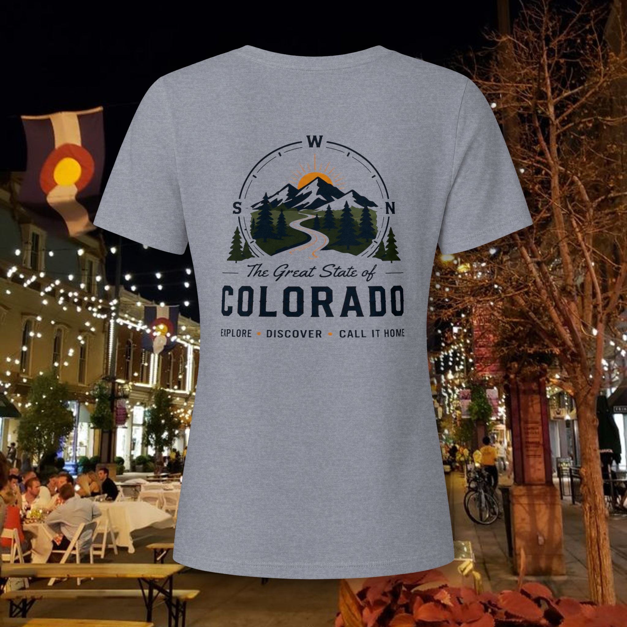 Compass Back  can personalize Women's Relaxed V-Neck Tee — Lightweight Heather CVC Casual Shirt