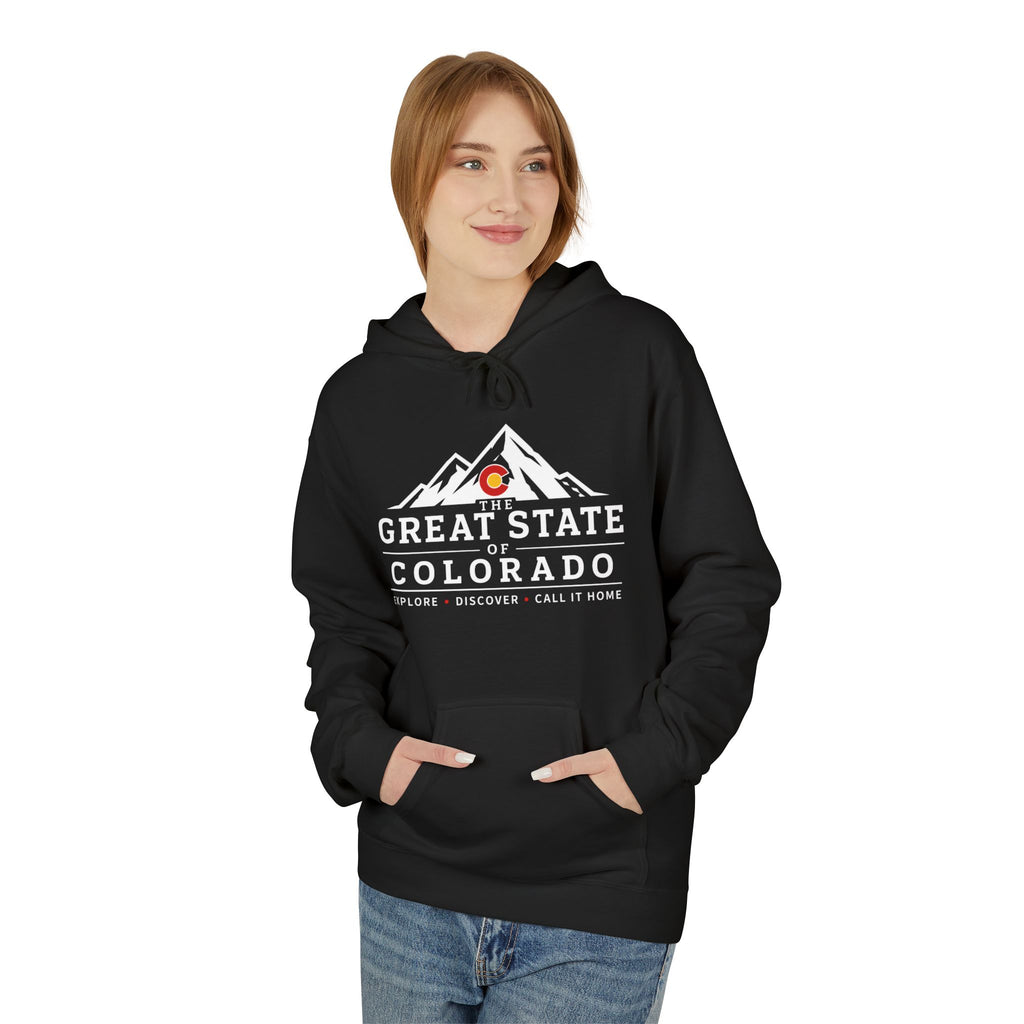 Classic Colorado Mountain Hoodie — "Great State  Of Colorado" Outdoor Adventure Pullover