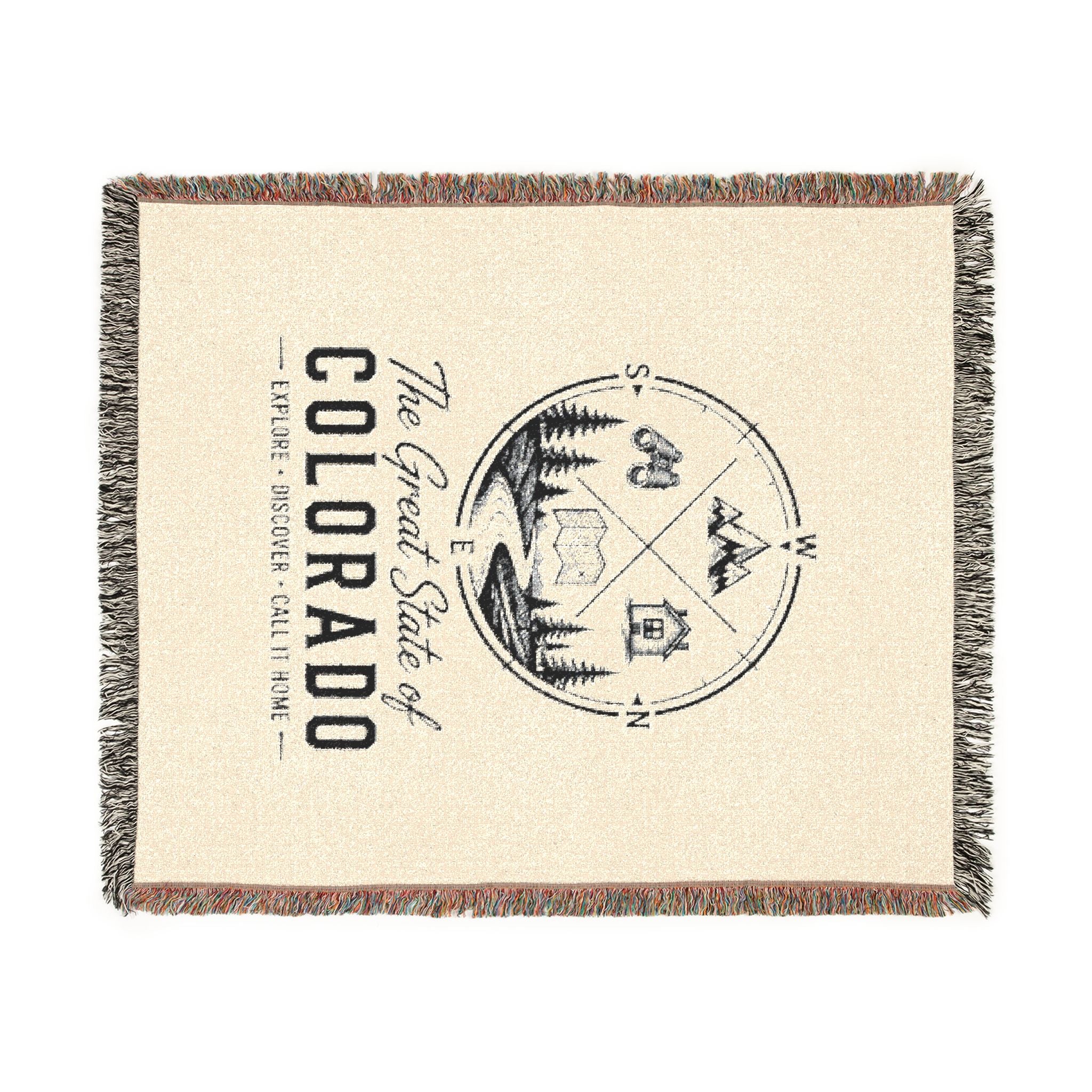 Colorado Adventure Woven Blanket — Mountain Cabin Travel Throw