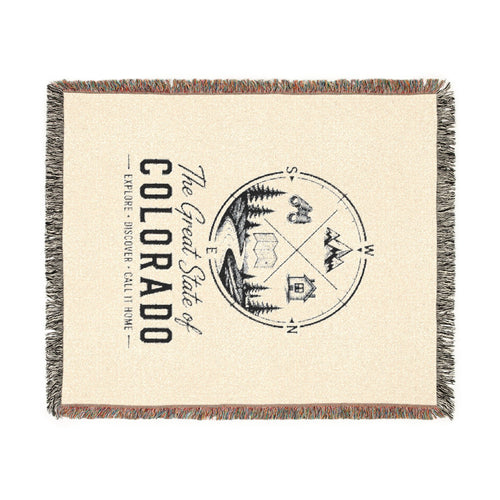 Colorado Adventure Woven Blanket — Mountain Cabin Travel Throw