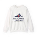 Colorado Mountains Crewneck Sweatshirt — "The Great State of Colorado" Graphic