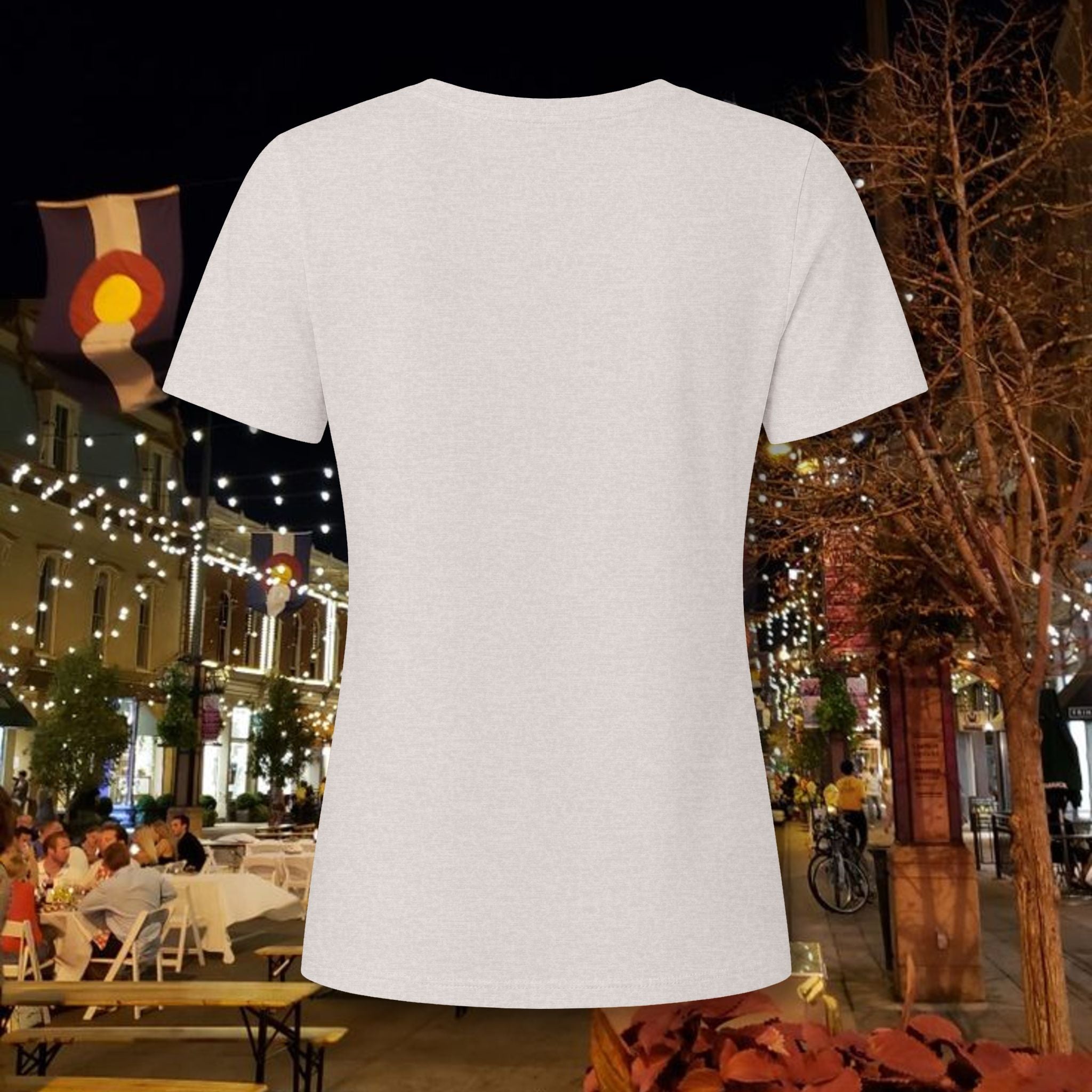 Compass Colorado Mountain V-Neck Tee — The Great State of Colorado Graphic