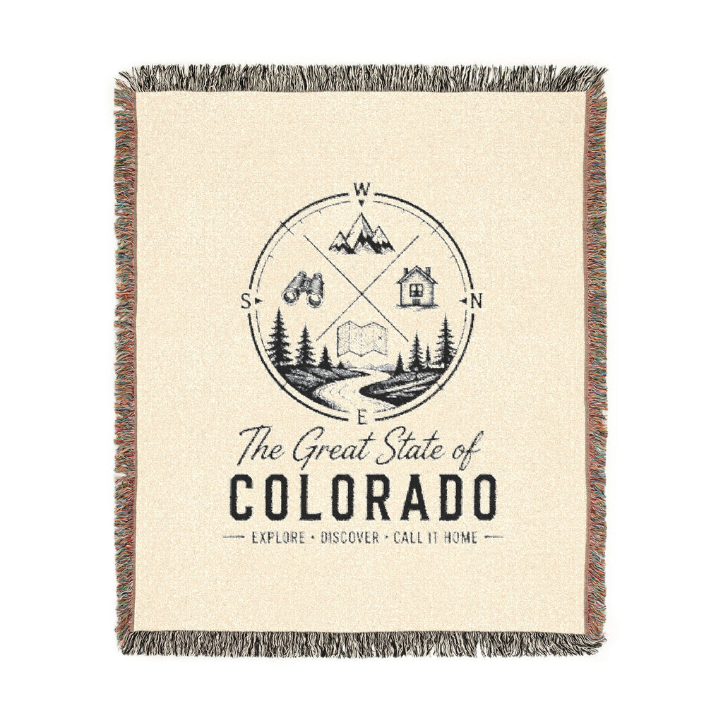 Colorado Adventure Woven Blanket — Mountain Cabin Travel Throw
