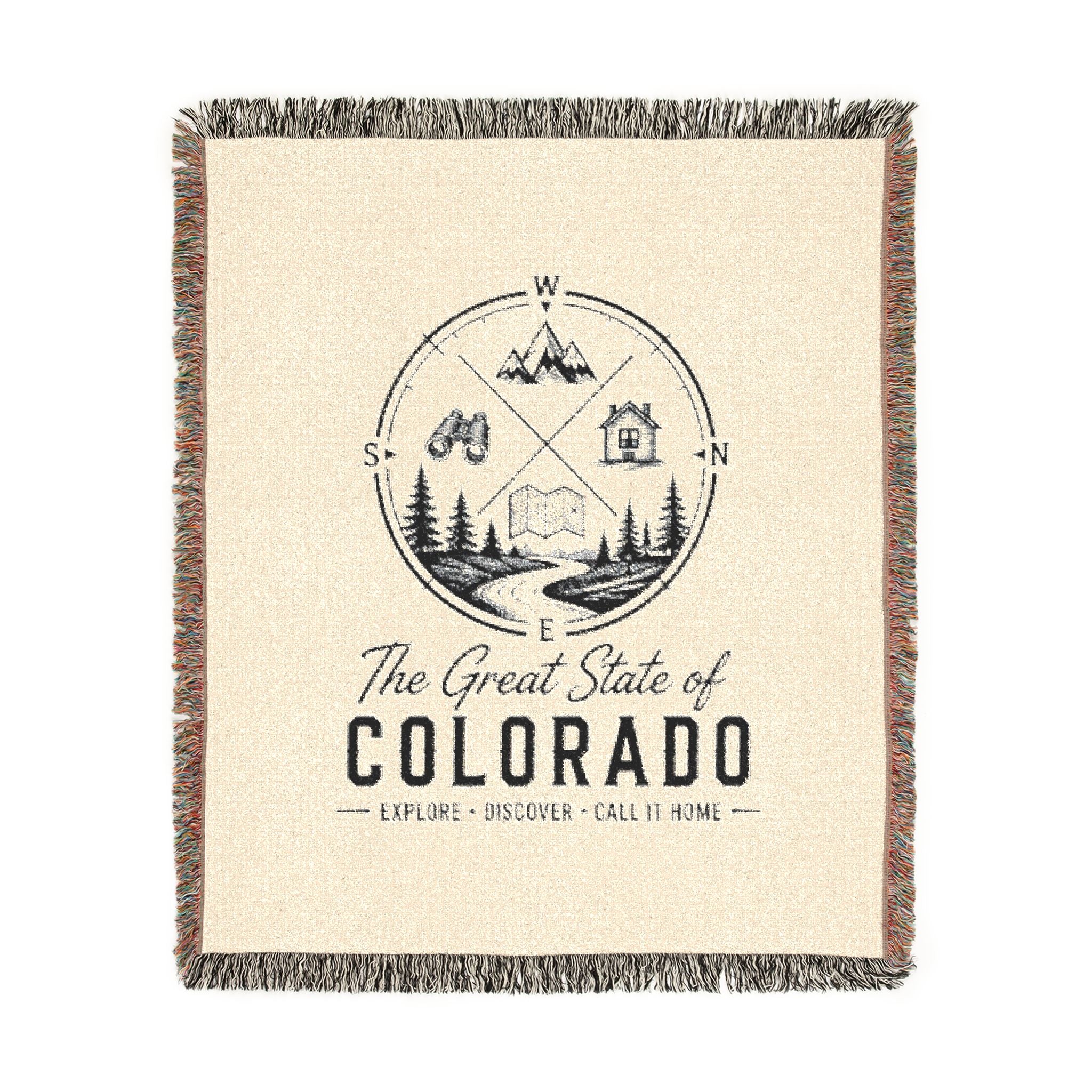 Colorado Adventure Woven Blanket — Mountain Cabin Travel Throw