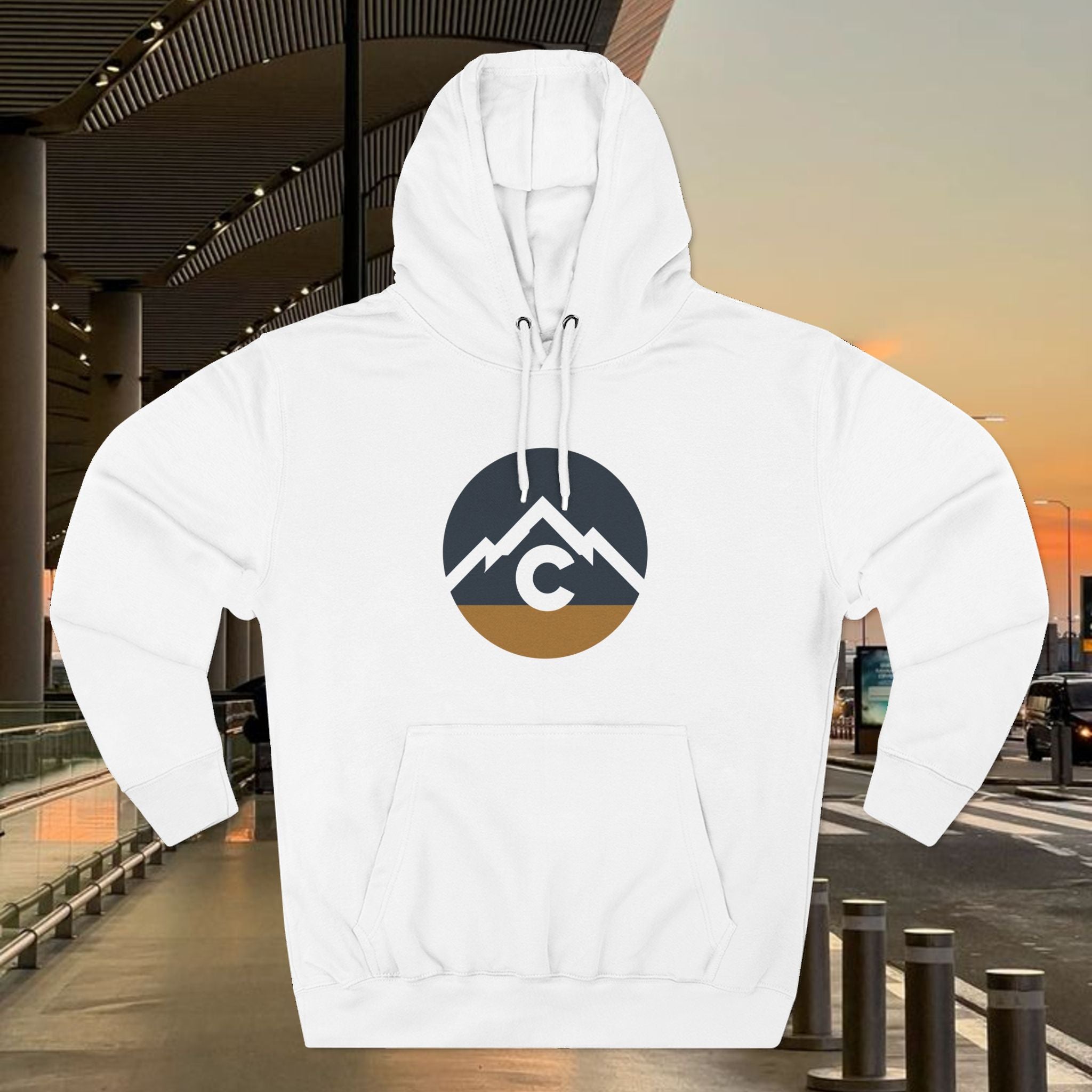 Modern Mountain Crest Hoodie — Vintage Colorado Circle Logo Fleece