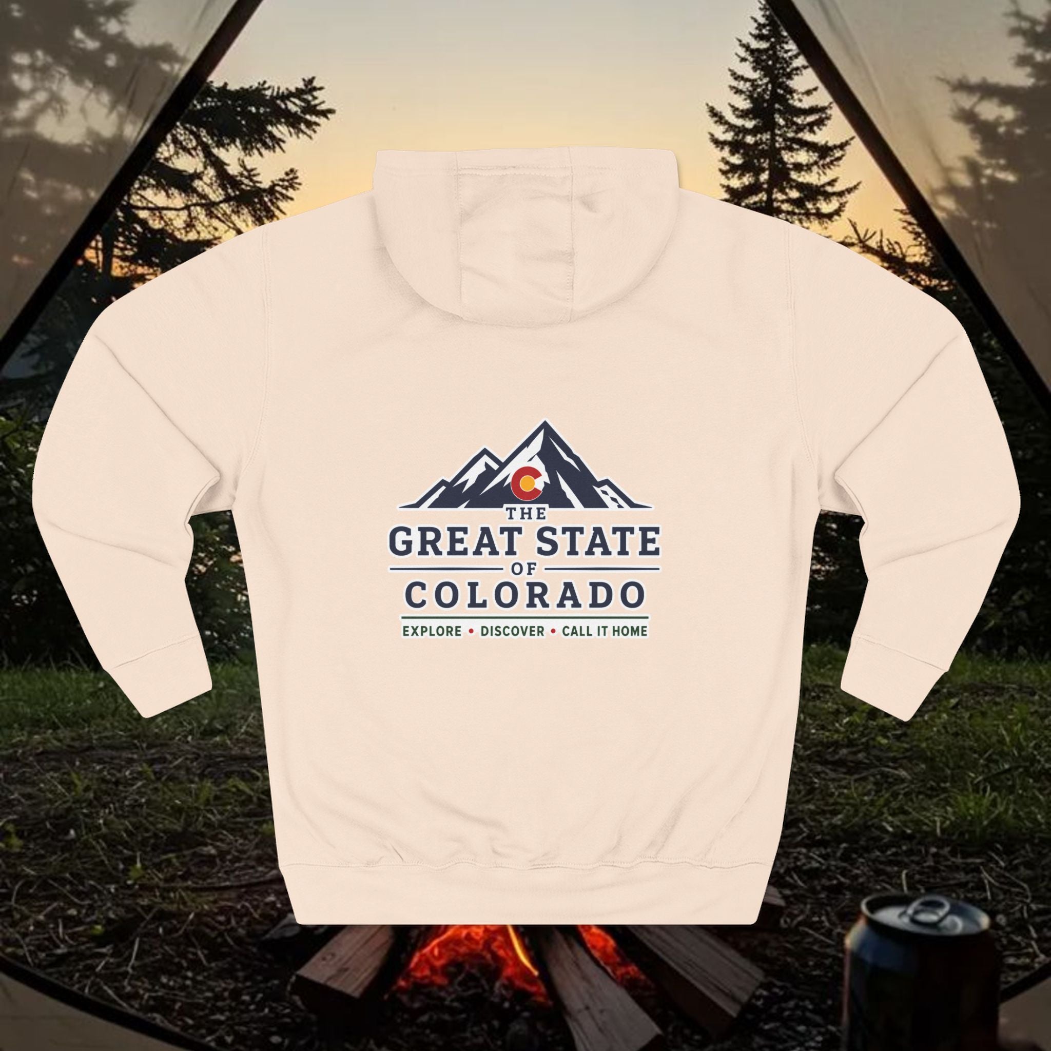 Classic Personable Colorado Mountain Hoodie — The Great State of Colorado Graphic Fleece Pullover