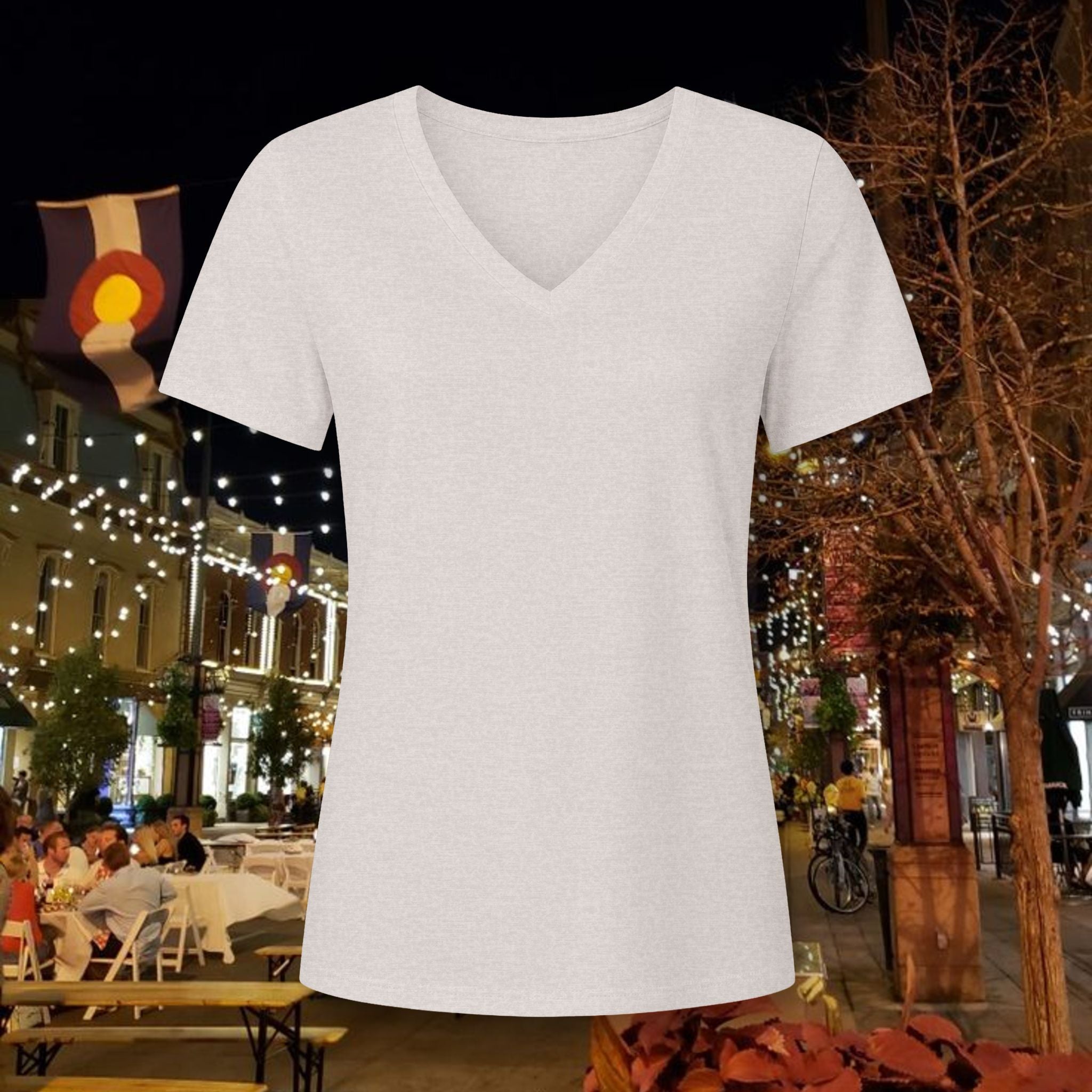Compass Back  can personalize Women's Relaxed V-Neck Tee — Lightweight Heather CVC Casual Shirt