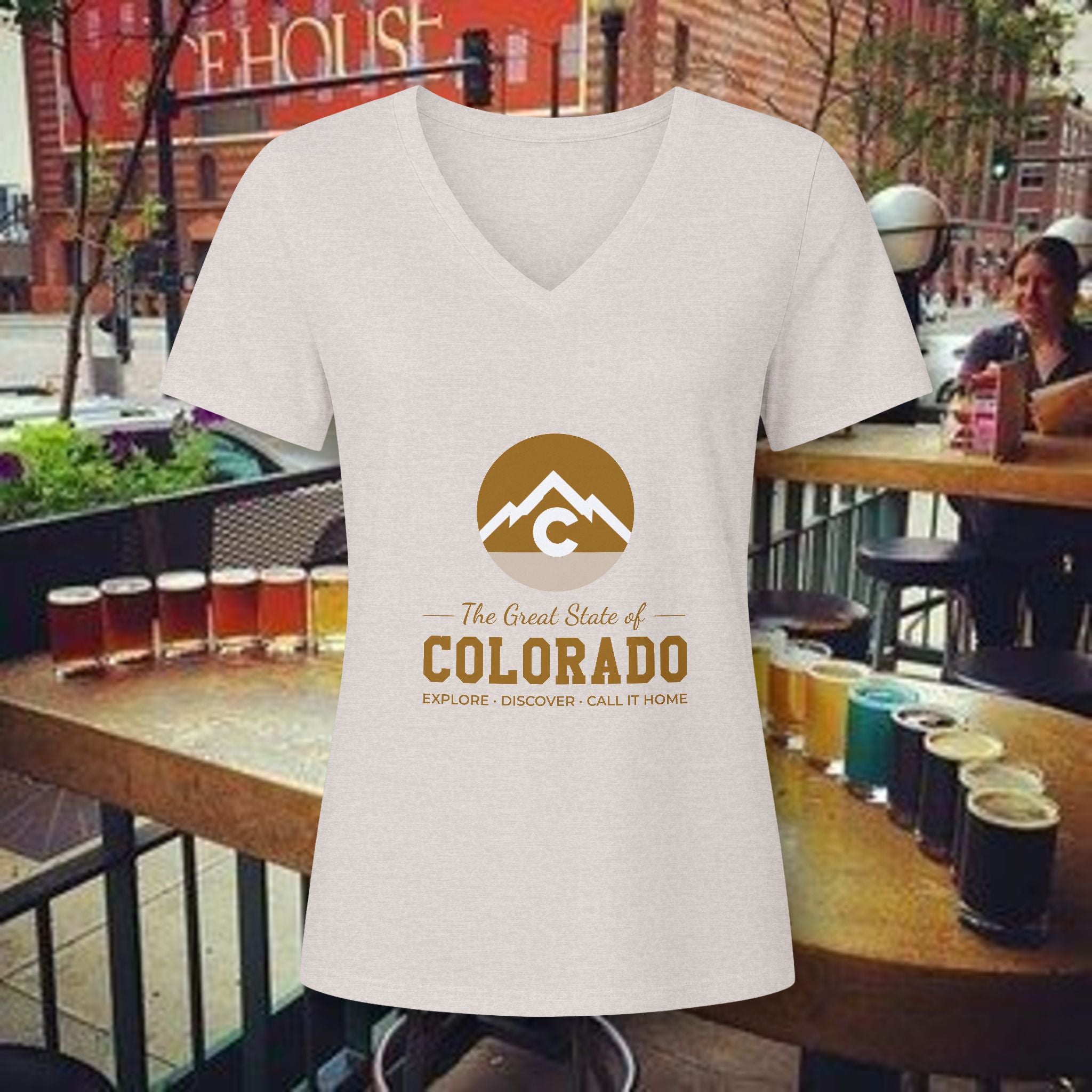 Modern Colorado Mountains V-Neck Tee — The Rocky State Graphic