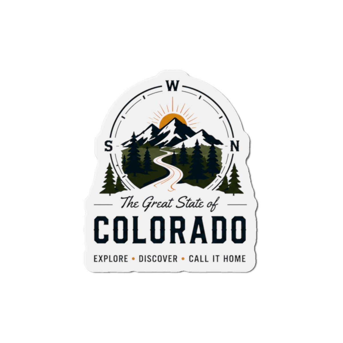 Colorado Mountain Die-Cut Magnet — "The Great State of Colorado" Travel Sticker