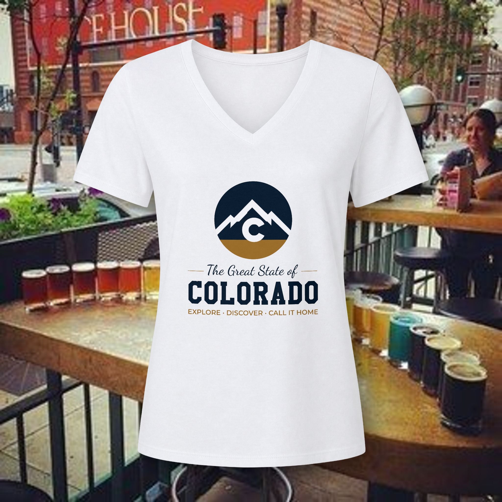Colorado Mountain V-Neck Tee — The Great State of Colorado