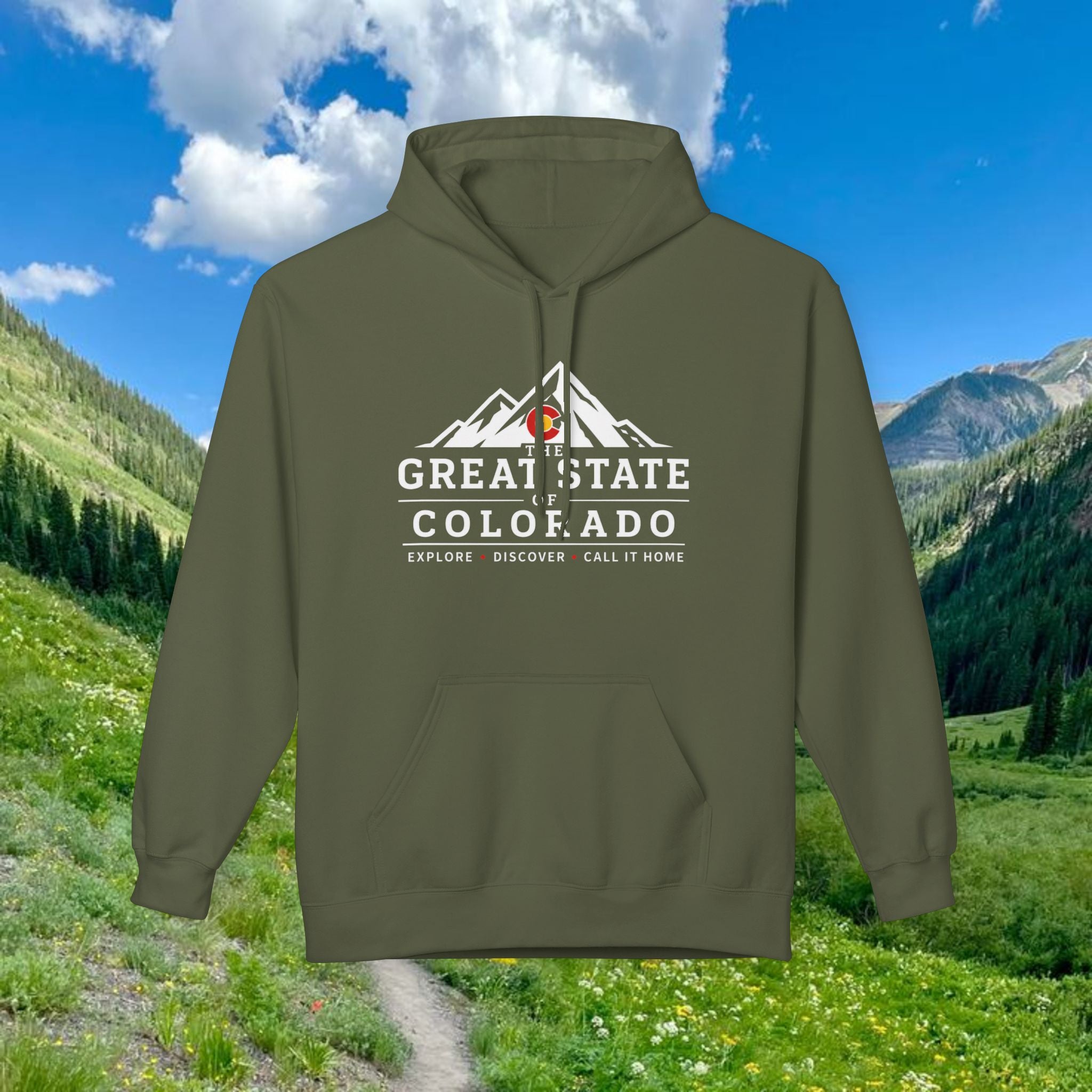 Classic Colorado Mountain Hoodie — "Great State  Of Colorado" Outdoor Adventure Pullover