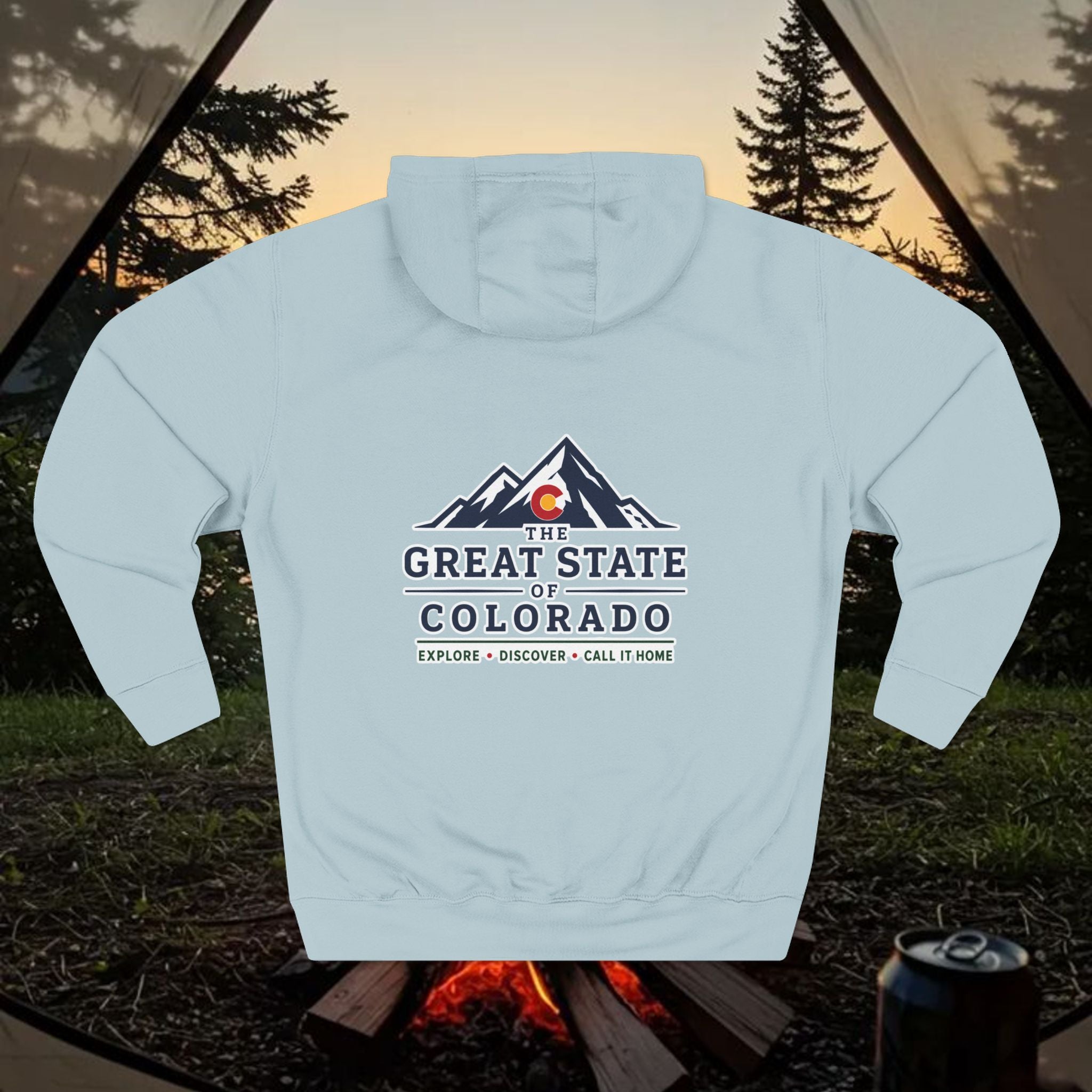 Classic Personable Colorado Mountain Hoodie — The Great State of Colorado Graphic Fleece Pullover