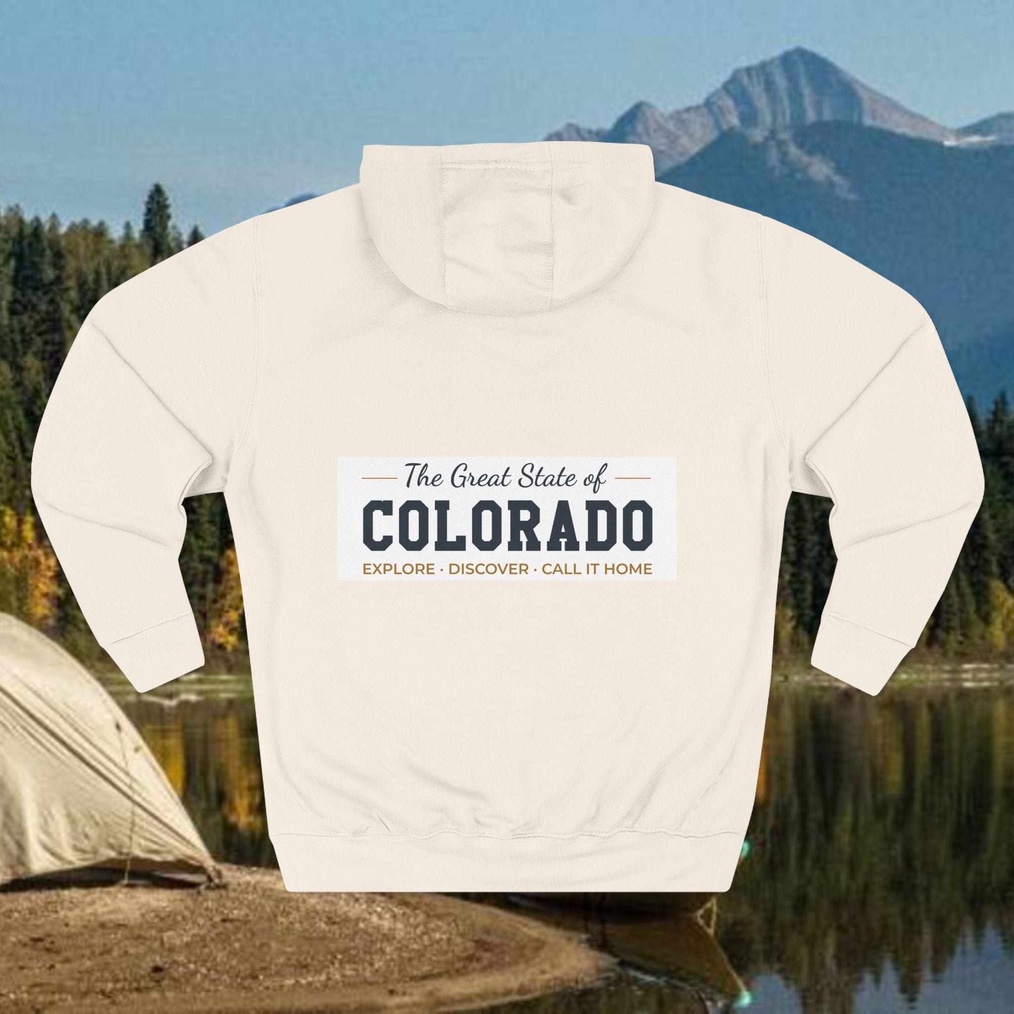 Modern Colorado Mountain Hoodie — "The Great State of Colorado" Fleece Pullover