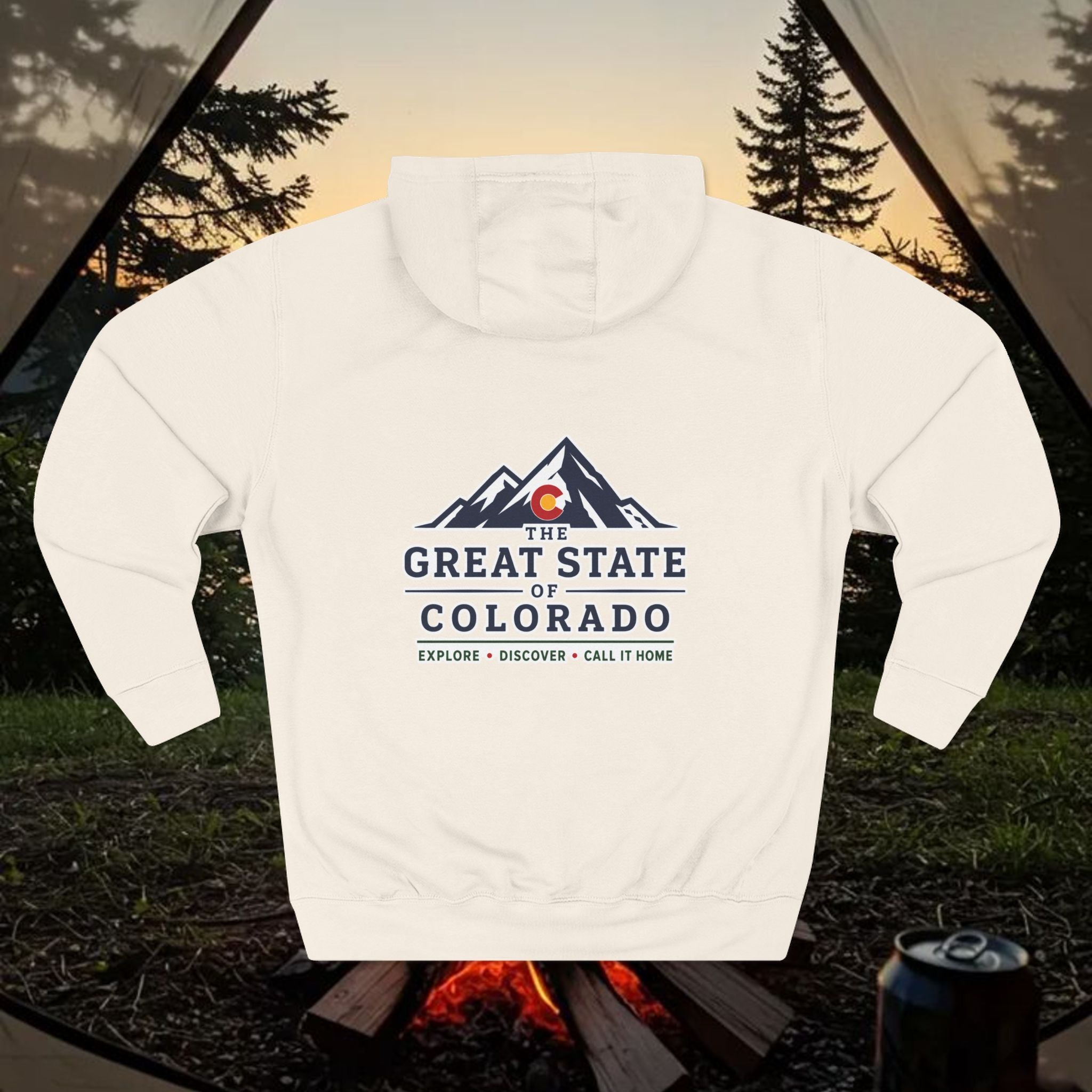 Classic Personable Colorado Mountain Hoodie — The Great State of Colorado Graphic Fleece Pullover