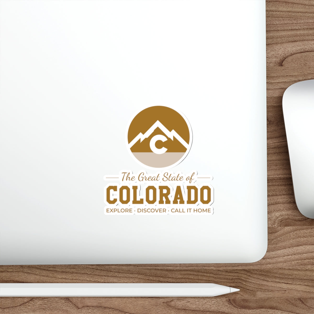 Modern Colorado Mountain Die-Cut Sticker — "The Great State of Colorado" Travel Decal