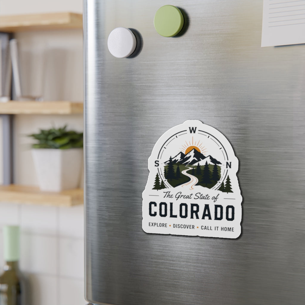 Colorado Mountain Die-Cut Magnet — "The Great State of Colorado" Travel Sticker