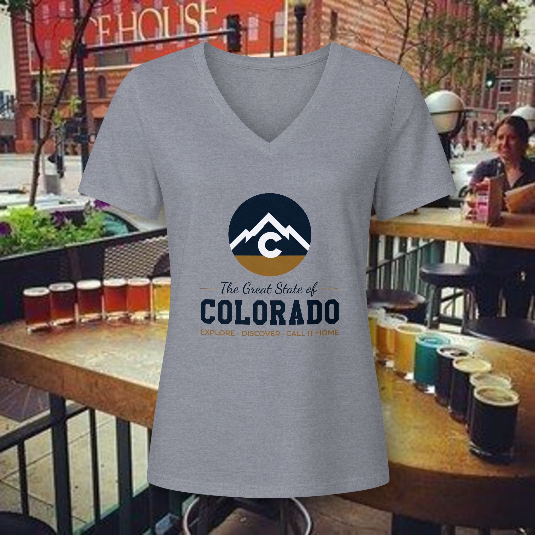 Colorado Mountain V-Neck Tee — The Great State of Colorado