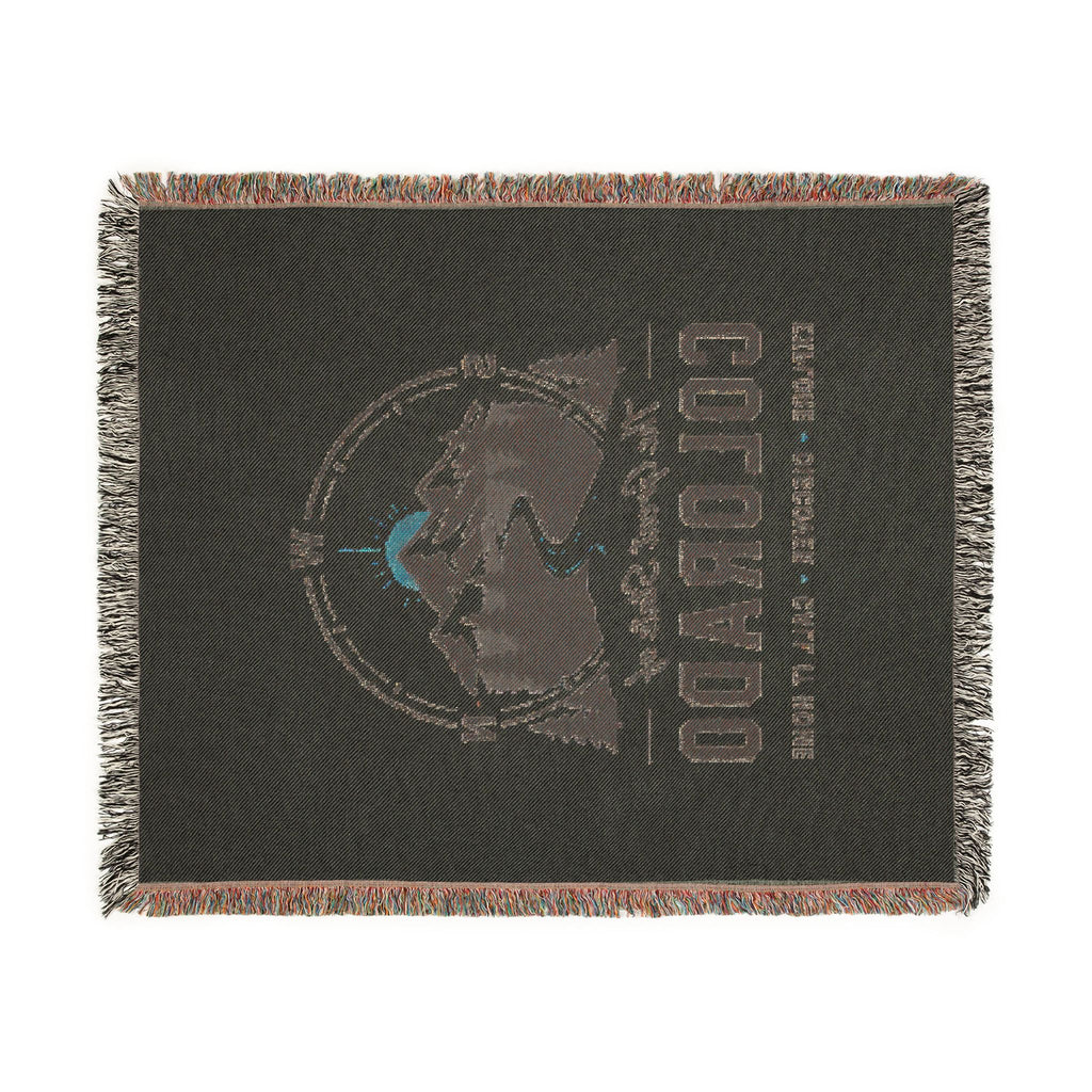Compass Colorado Mountain Woven Blanket — Retro Compass Scenic Throw