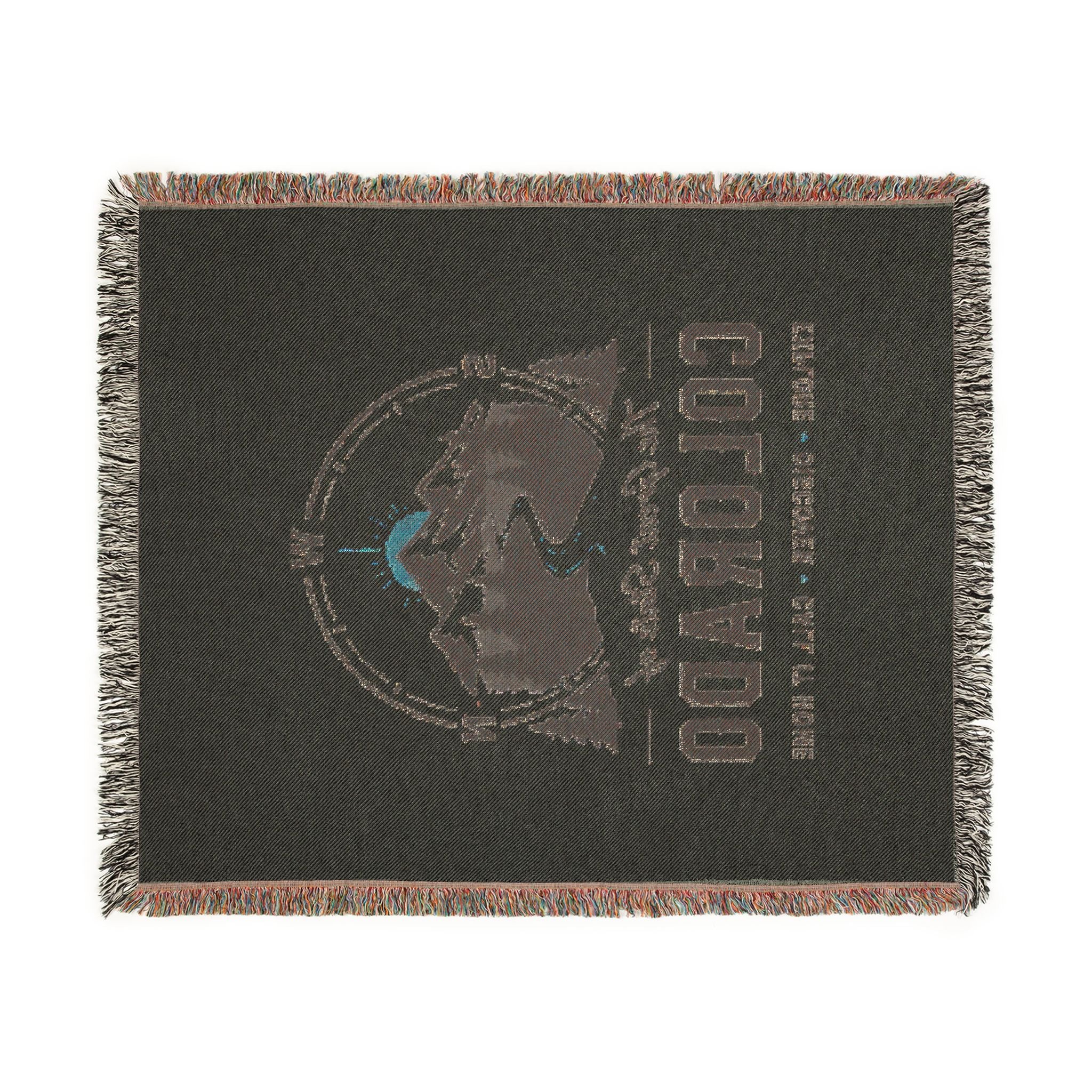 Compass Colorado Mountain Woven Blanket — Retro Compass Scenic Throw