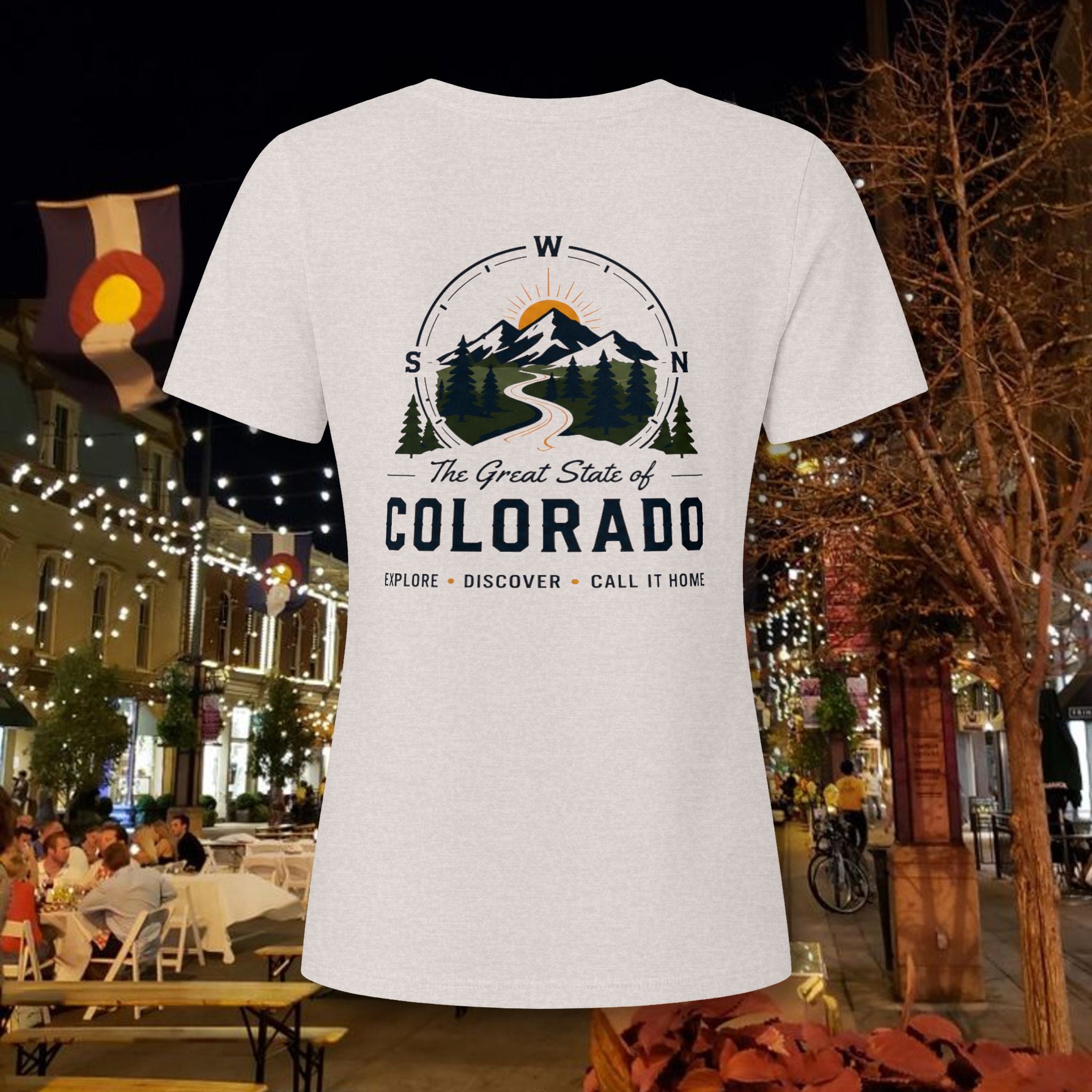 Compass Back  can personalize Women's Relaxed V-Neck Tee — Lightweight Heather CVC Casual Shirt