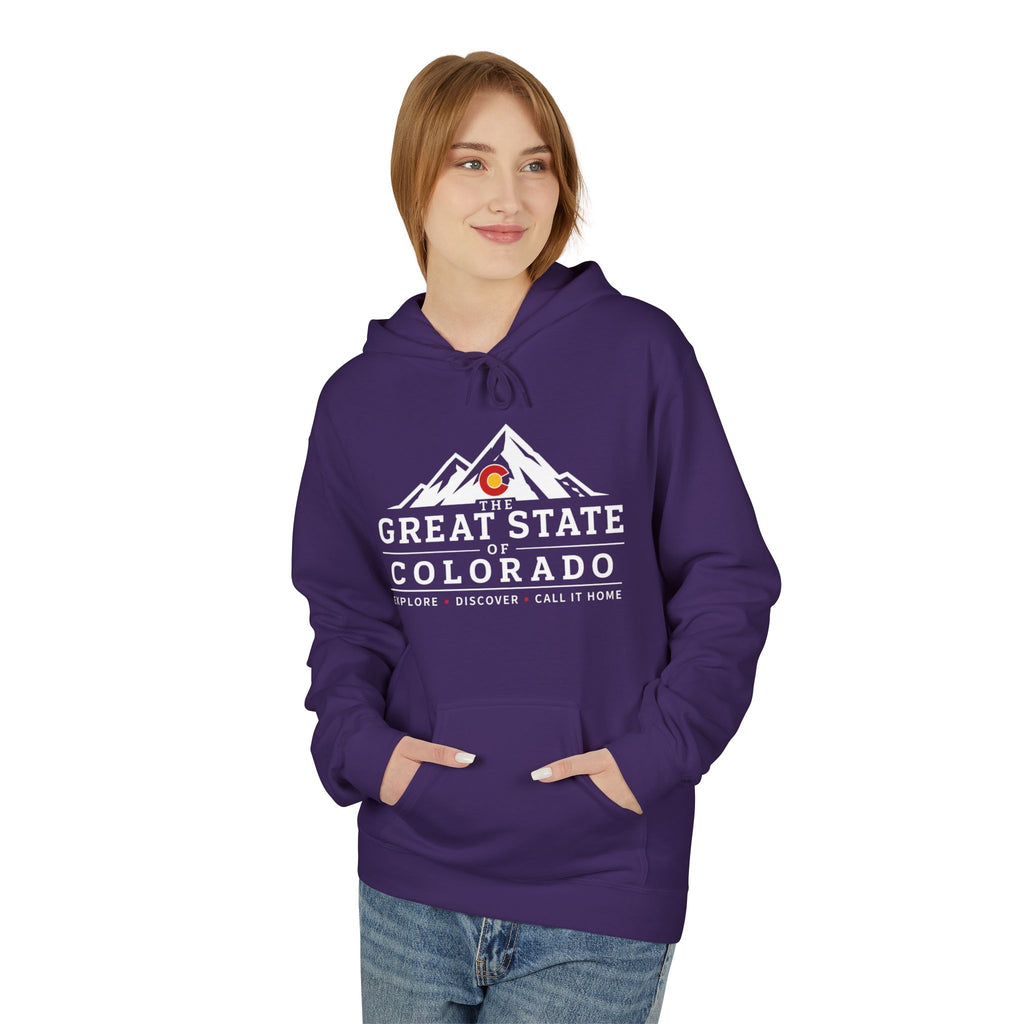 Classic Colorado Mountain Hoodie — "Great State  Of Colorado" Outdoor Adventure Pullover