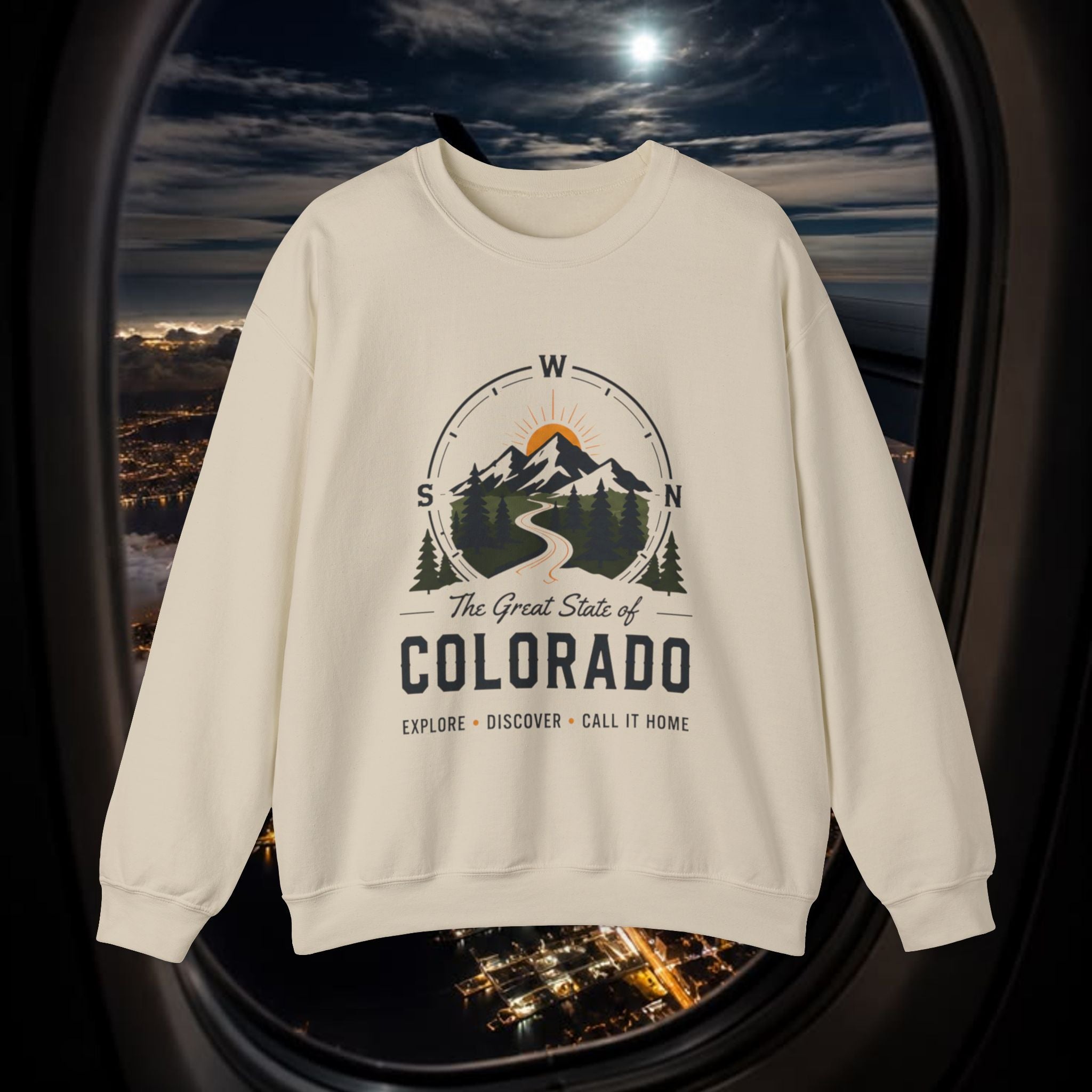 Compass Colorado Mountain  Sweatshirt — "The Great State of Colorado" Crewneck