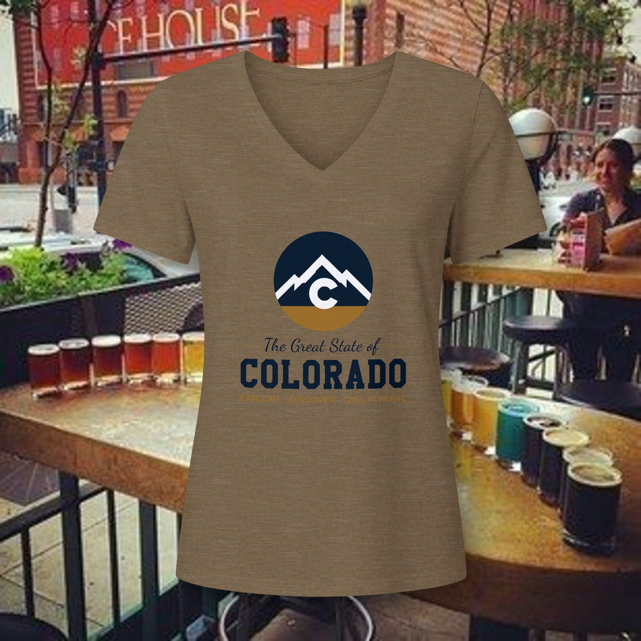 Colorado Mountain V-Neck Tee — The Great State of Colorado