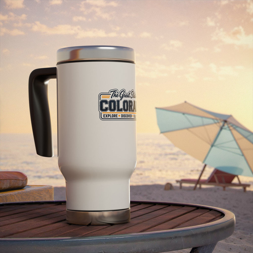 Colorado Travel Mug – “The Great State of Colorado” 14oz Stainless Steel Insulated Mug with Handle
