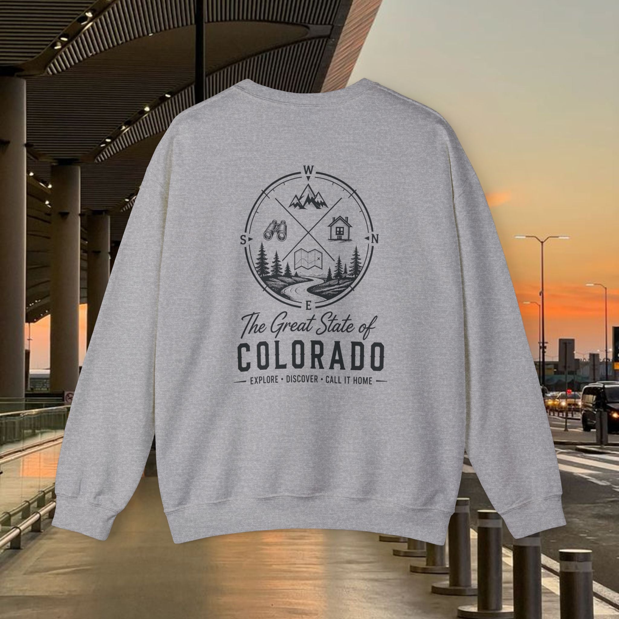 Heritage Back Colorado Crewneck Sweatshirt - The Great State of Colorado Outdoor Graphic