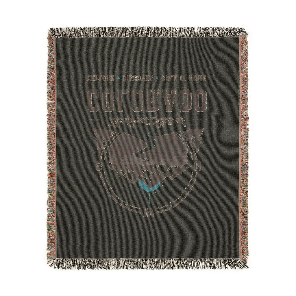 Compass Colorado Mountain Woven Blanket — Retro Compass Scenic Throw