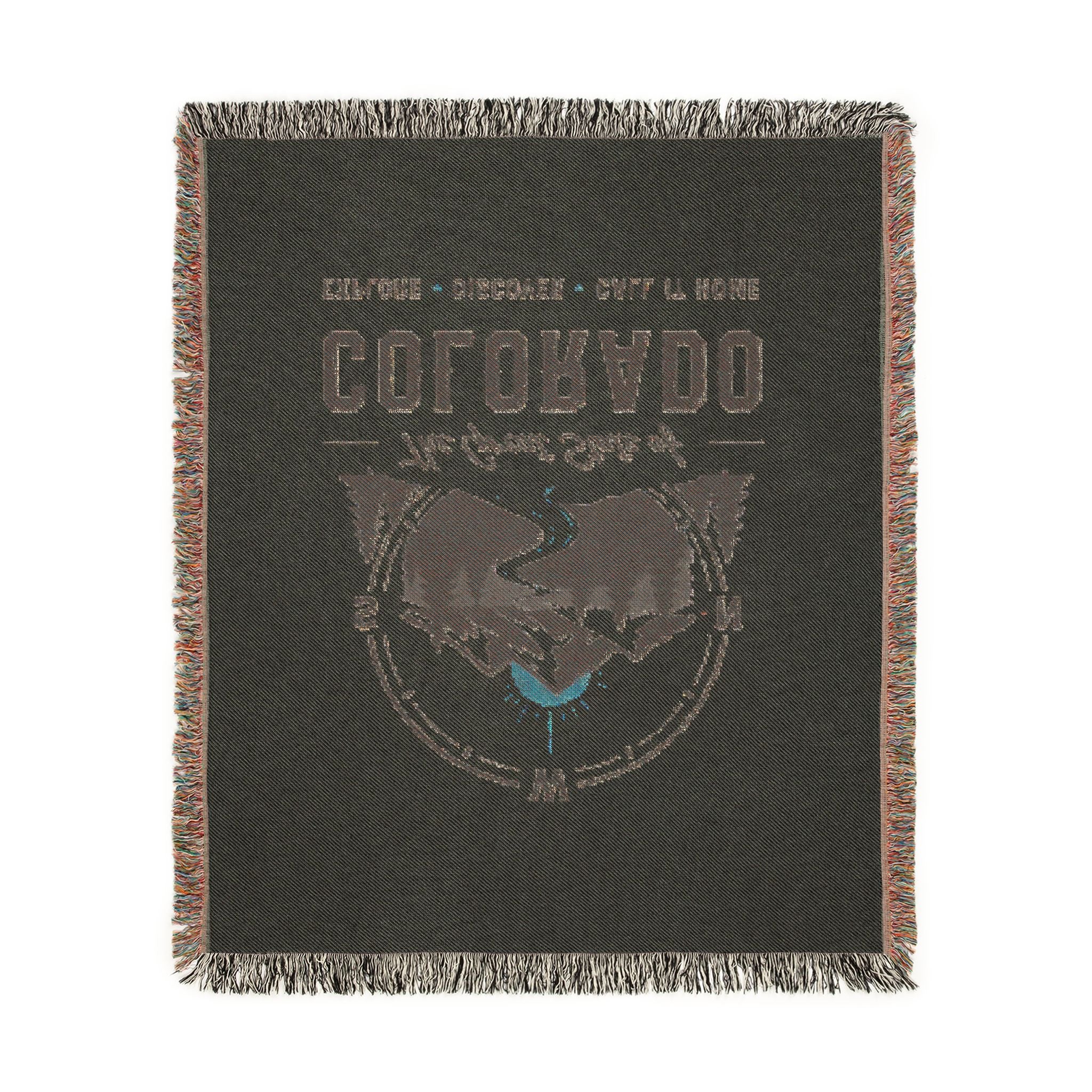 Compass Colorado Mountain Woven Blanket — Retro Compass Scenic Throw