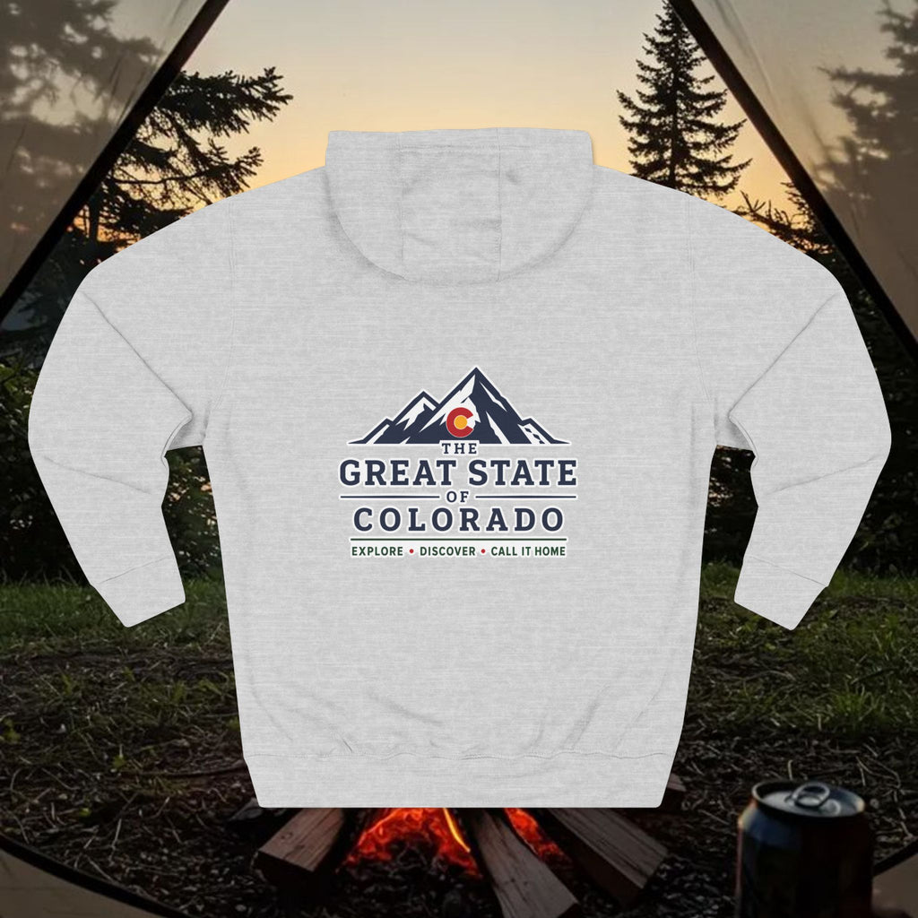 Classic Personable Colorado Mountain Hoodie — The Great State of Colorado Graphic Fleece Pullover