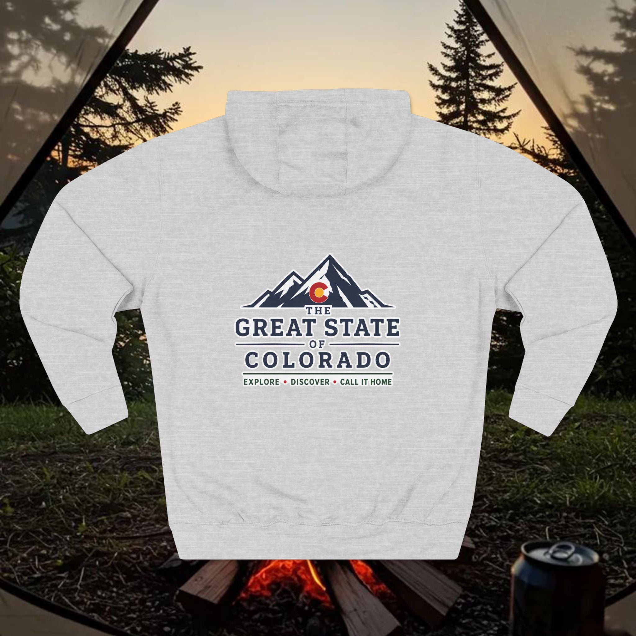 Classic Personable Colorado Mountain Hoodie — The Great State of Colorado Graphic Fleece Pullover