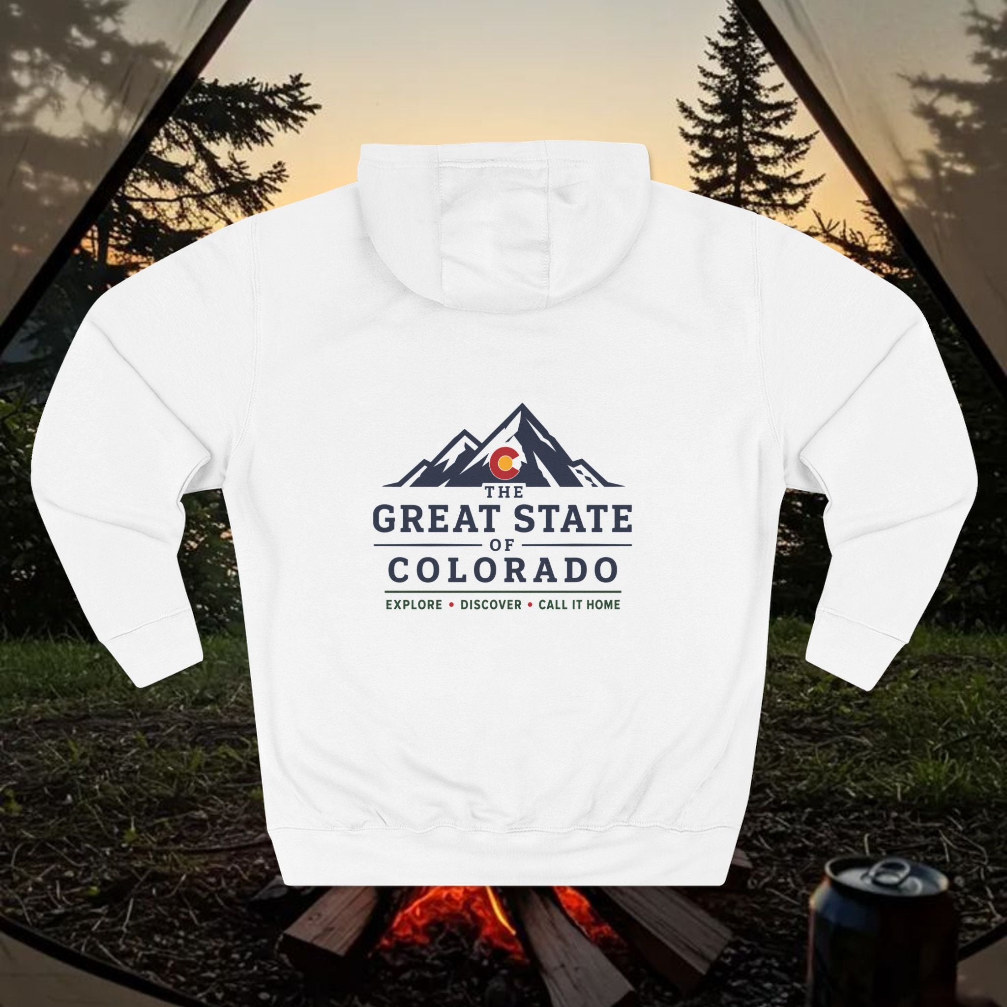 Classic Personable Colorado Mountain Hoodie — The Great State of Colorado Graphic Fleece Pullover