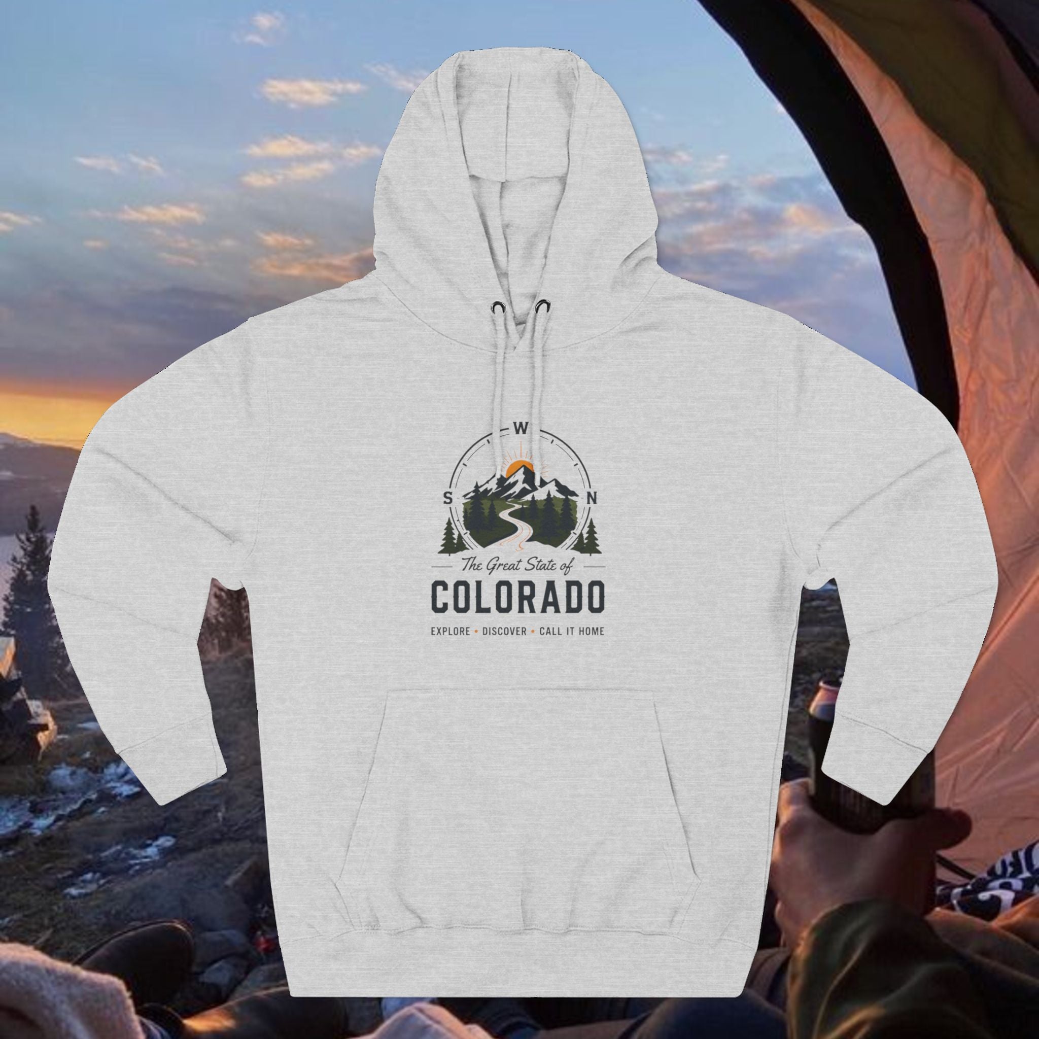 Compass Colorado Mountain Hoodie — The Great State Graphic Fleece Pullover