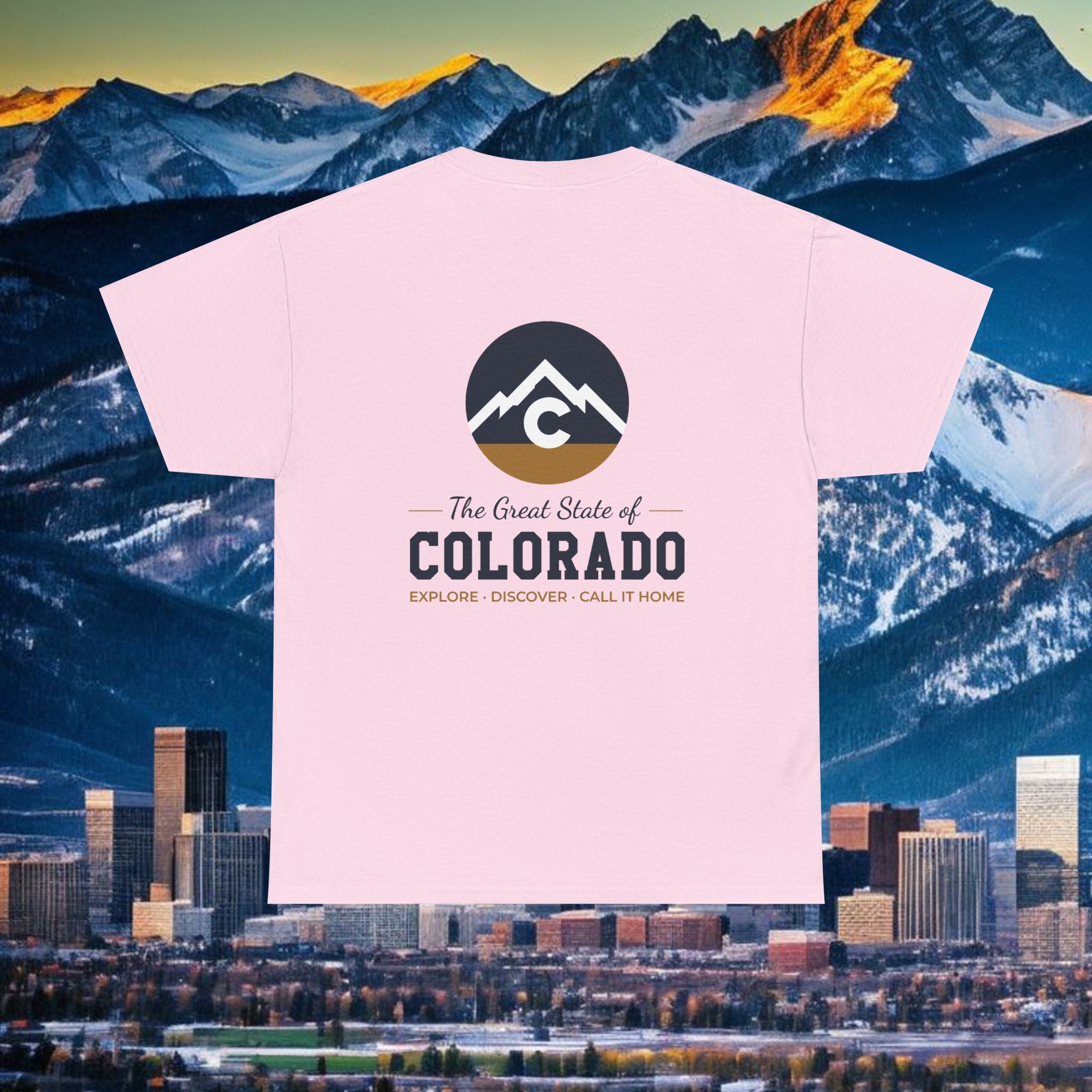 Modern Full back Colorado Mountain Tee — "The Great State of Colorado"  Outdoor T-Shirt