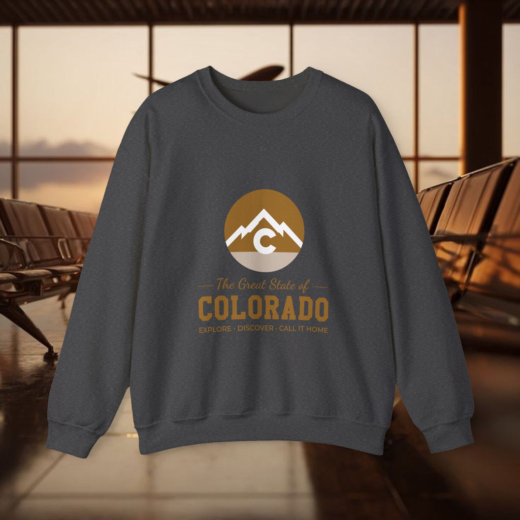 Modern Colorado Mountain Crewneck Sweatshirt — The Great State of Colorado Graphic