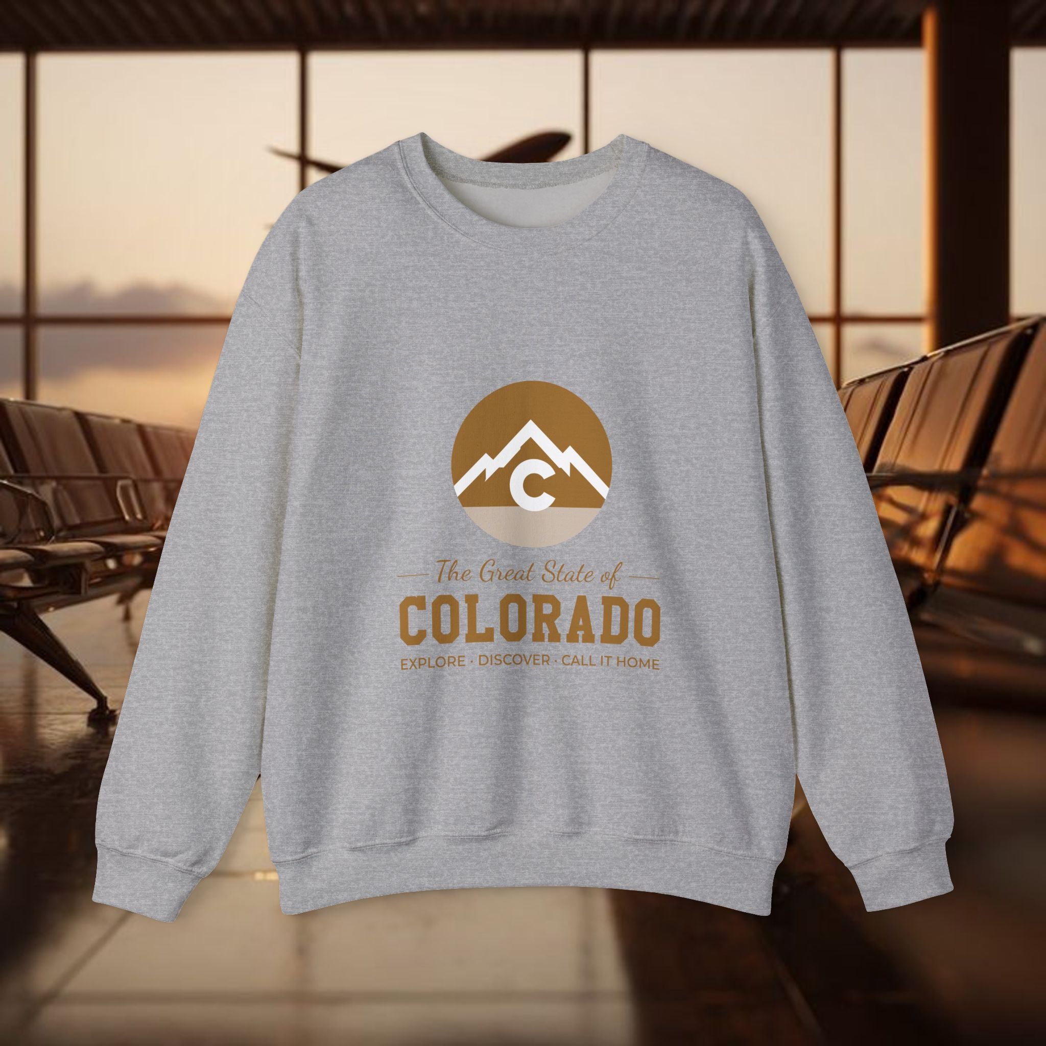 Modern Colorado Mountain Crewneck Sweatshirt — The Great State of Colorado Graphic