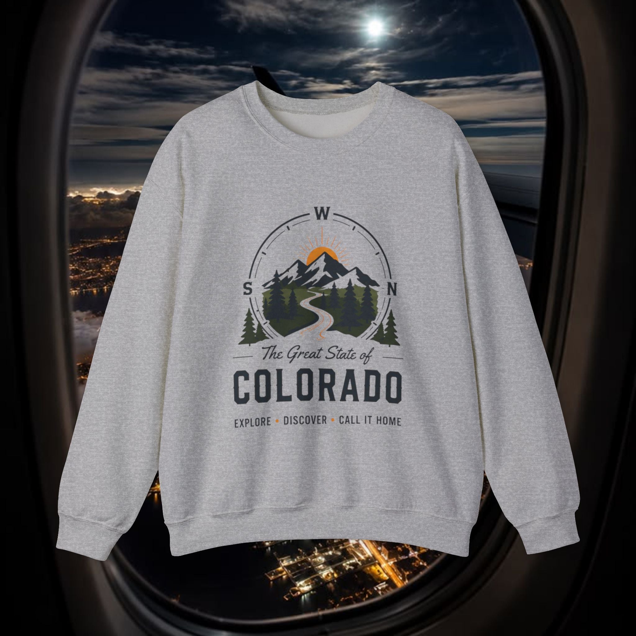 Compass Colorado Mountain  Sweatshirt — "The Great State of Colorado" Crewneck
